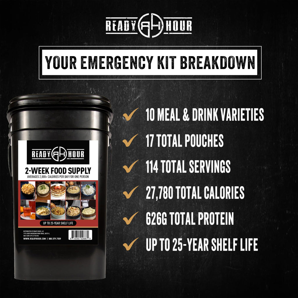 Ready Hour 72-Hour Emergency Food Kit Sample - Survival Meals Variety Pack for Disaster Prep, Freeze-Dried/Dehydrated Camping Food, Bug Out Bag MRE Alternative, Preparedness & Power Outage Supplies
