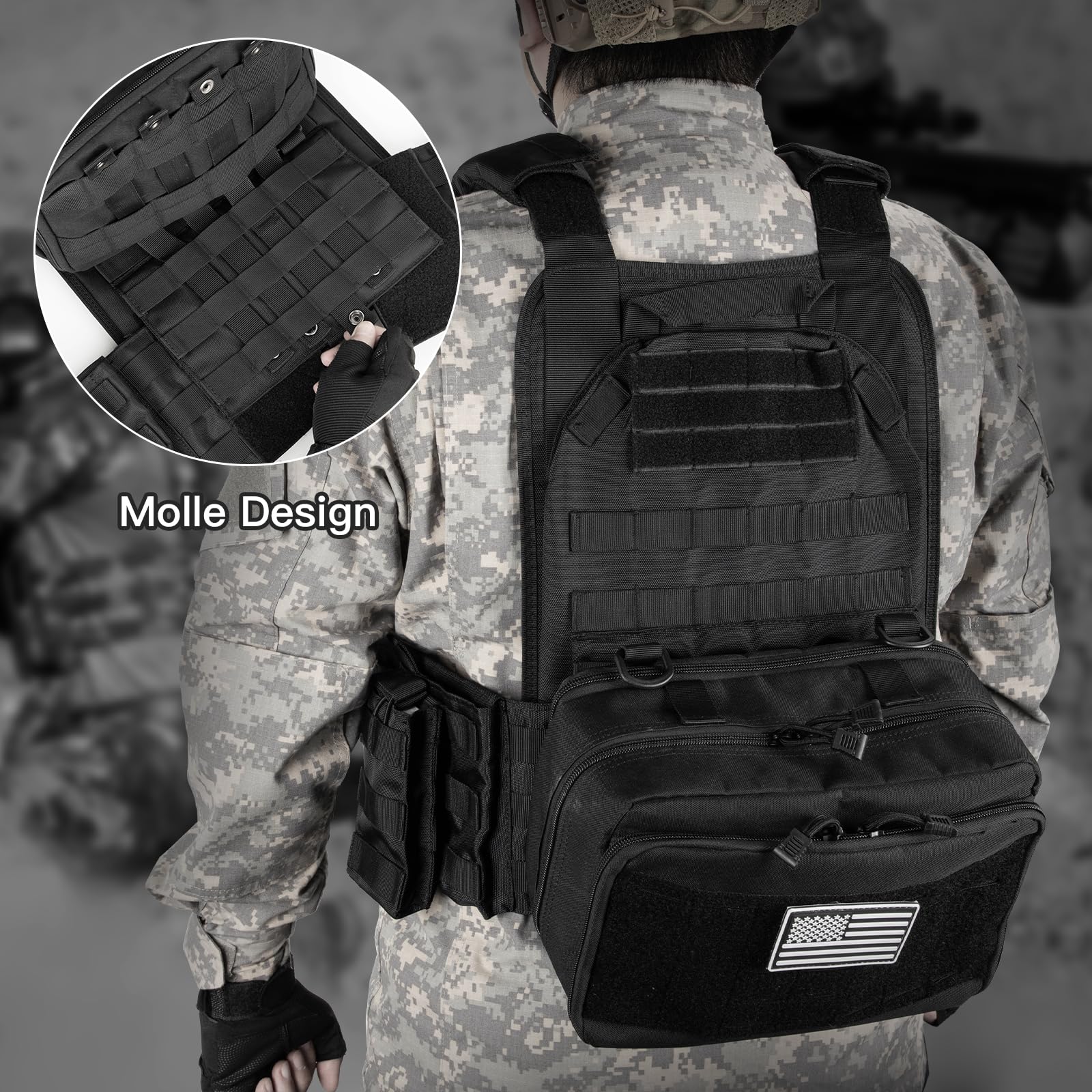 Jueachy Magnetic Tactical Vest for Men: Plate Carrier Vest Quick Release One-Button Disassembly Lightweight Vest