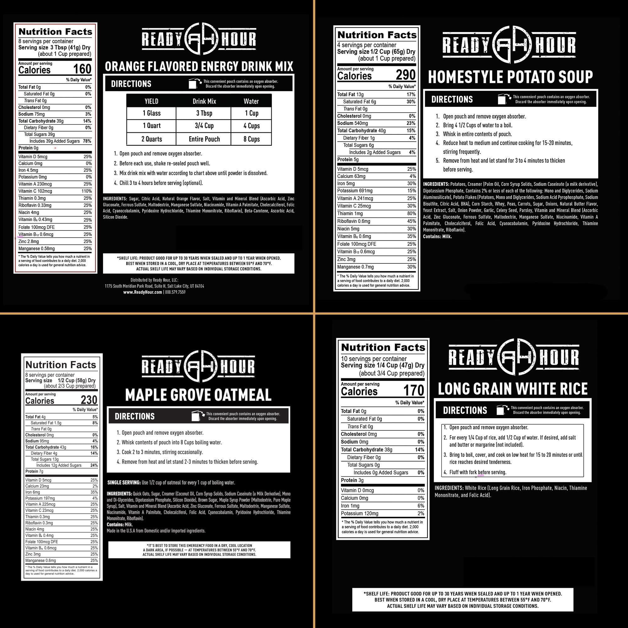 Ready Hour 72-Hour Emergency Food Kit Sample - Survival Meals Variety Pack for Disaster Prep, Freeze-Dried/Dehydrated Camping Food, Bug Out Bag MRE Alternative, Preparedness & Power Outage Supplies
