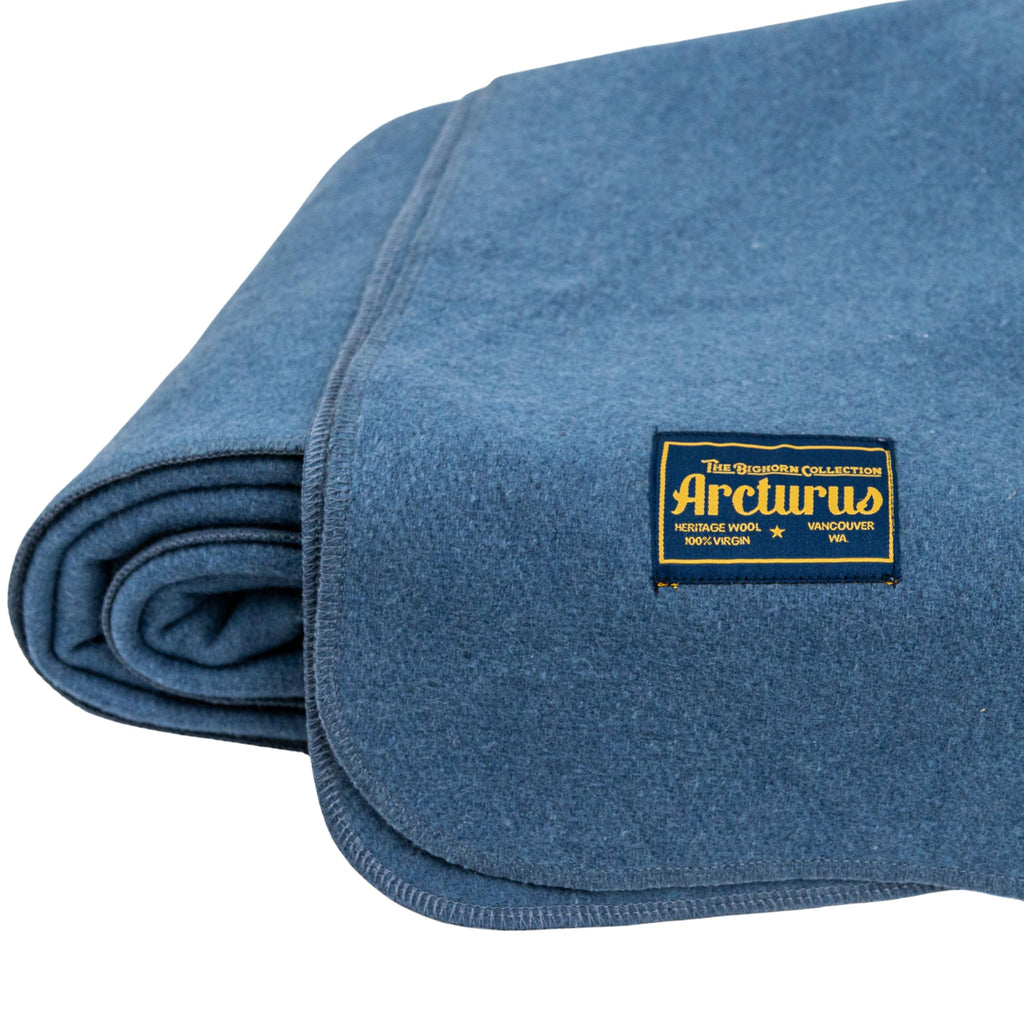 Arcturus Bighorn 100% Virgin Wool Blanket | Heirloom-Quality Wool Bedding for Home & Cabin | Warm, Thick & Durable (Queen Size, Steel Blue)