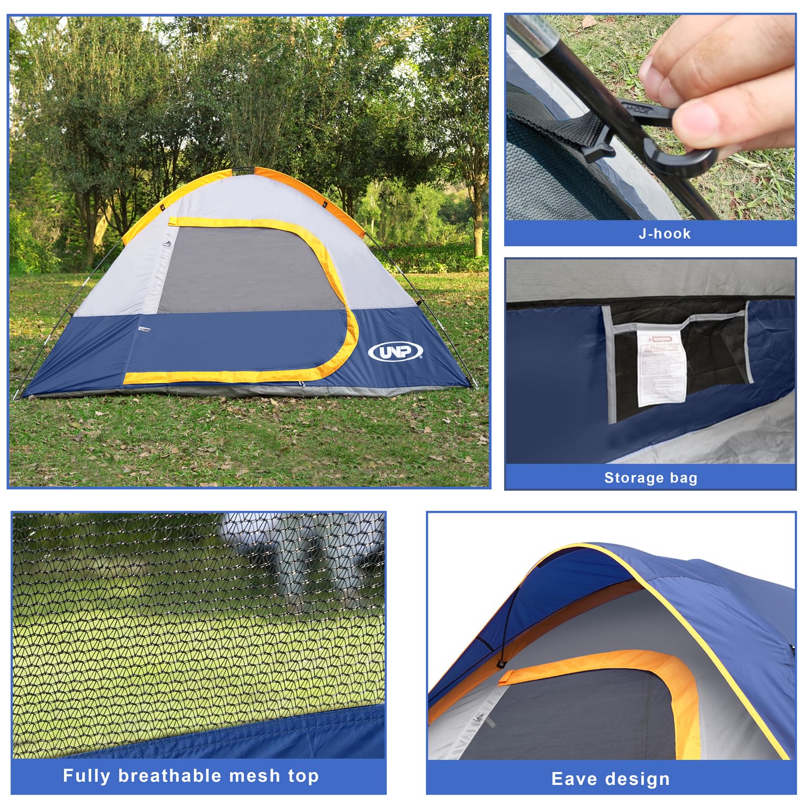Camping Tent 4 Person, Waterproof Windproof Tent with Rainfly Easy Set up-Portable Dome Tents for Camping