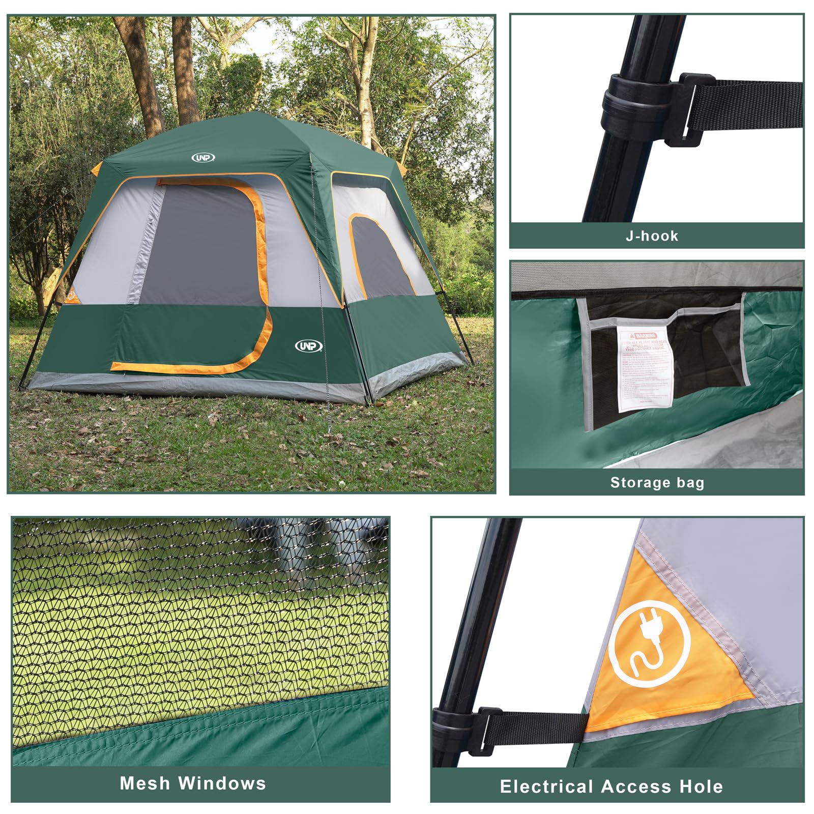 UNP 2/4/6/8 Person Tent, Portable Cabin Tent, Camping Tent 4-Person Easy Set Up, Waterproof with Top Rainfly for Outdoor Camping/Hiking | Easy Set Up, Waterproof, Top Rainfly