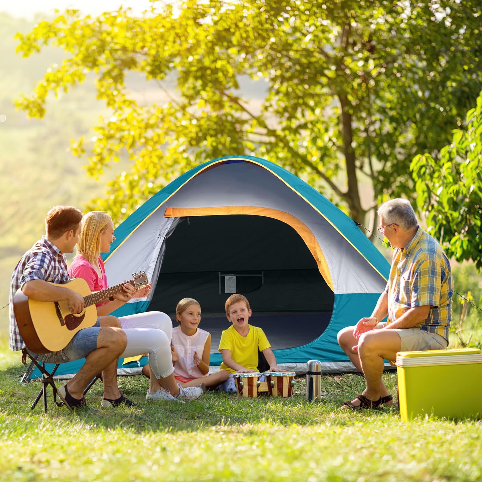 Camping Tent 4 Person, Waterproof Windproof Tent with Rainfly Easy Set up-Portable Dome Tents for Camping