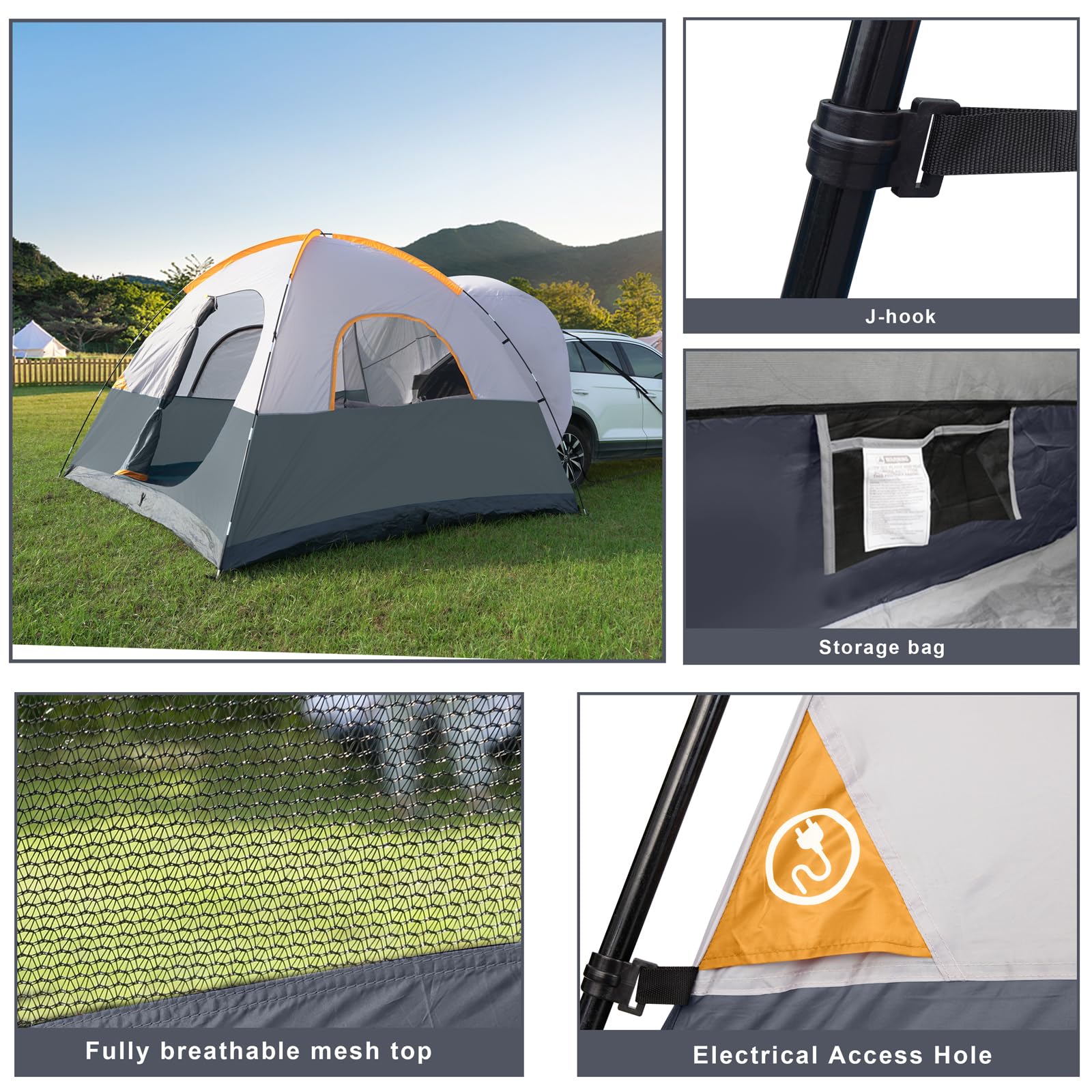 UNP SUV Dome Tent for Camping, Outdoor 6 Person Car Camping Tent, Easy Set Up SUV Tailgate Tent with Rainfly 10' x 10' Vehicle Camping Tent | for Camping, Outdoor, Car Camping Tent, Easy Set Up, SUV Tailgate Tent, with Rainfly