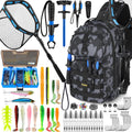 PLUSINNO Fishing Backpack with Tackle Boxes, Waterproof Fishing Sling Tackle Bag For Fishing Gear With Rod Holder, Fishing Gifts for Men With Fishing lures, Fishing pliers, Fish Lip Gripper.