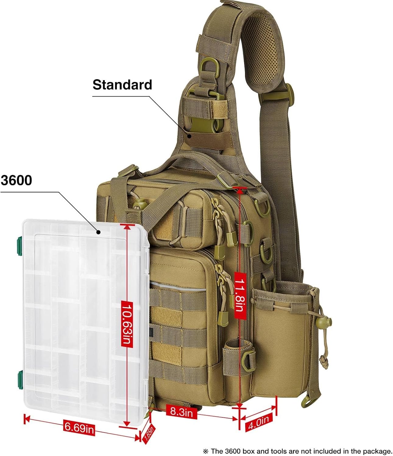 Piscifun Fishing Backpack with Rod Holder, Lightweight Sling Bag Storge Gear and Equipment