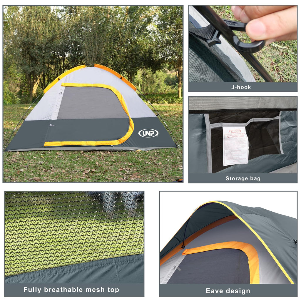 Camping Tent 4 Person, Waterproof Windproof Tent with Rainfly Easy Set up-Portable Dome Tents for Camping