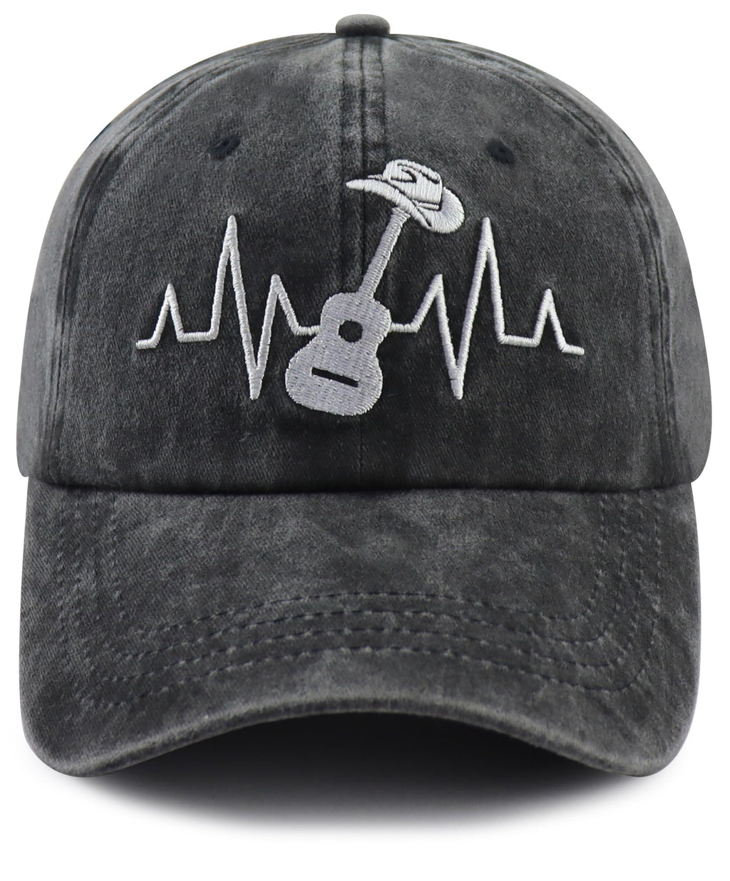 Country Music Guitar Heart Beat Hat for Men Women, Classic Embroidered Guitar Decor Musicians Baseball Cap