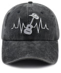 Country Music Guitar Heart Beat Hat for Men Women, Classic Embroidered Guitar Decor Musicians Baseball Cap
