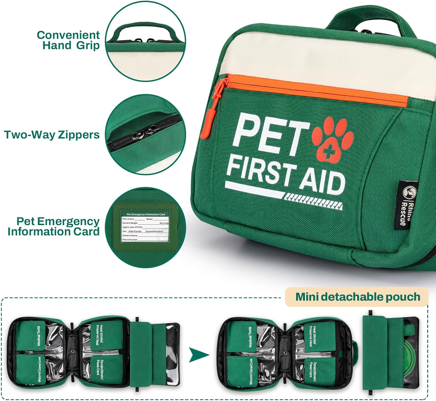 RHINO RESCUE Bundle - Pet First Aid Kit+ First Aid Kit for Home