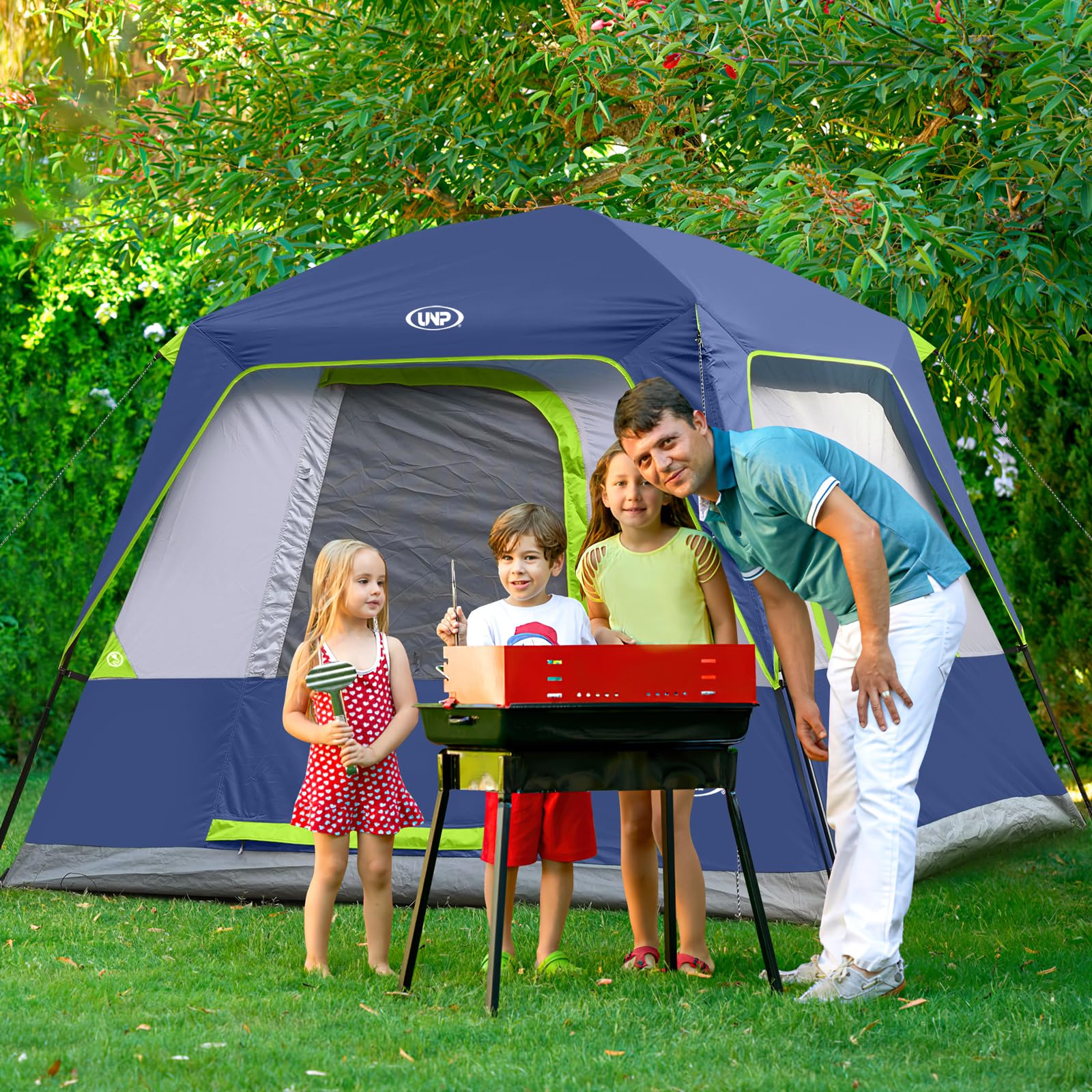 UNP 2/4/6/8 Person Tent, Portable Cabin Tent, Camping Tent 4-Person Easy Set Up, Waterproof with Top Rainfly for Outdoor Camping/Hiking | Easy Set Up, Waterproof, Top Rainfly