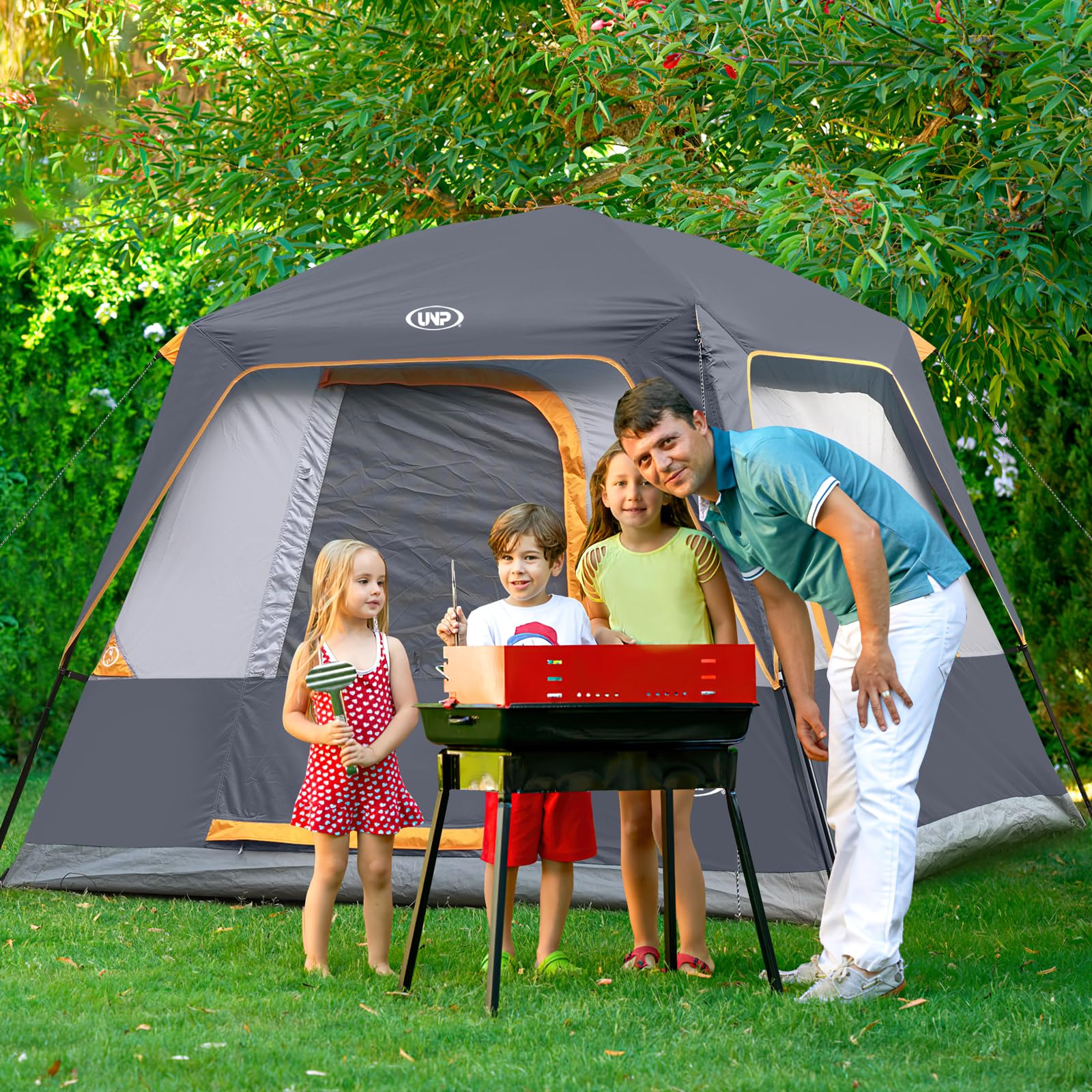 UNP 2/4/6/8 Person Tent, Portable Cabin Tent, Camping Tent 4-Person Easy Set Up, Waterproof with Top Rainfly for Outdoor Camping/Hiking | Easy Set Up, Waterproof, Top Rainfly