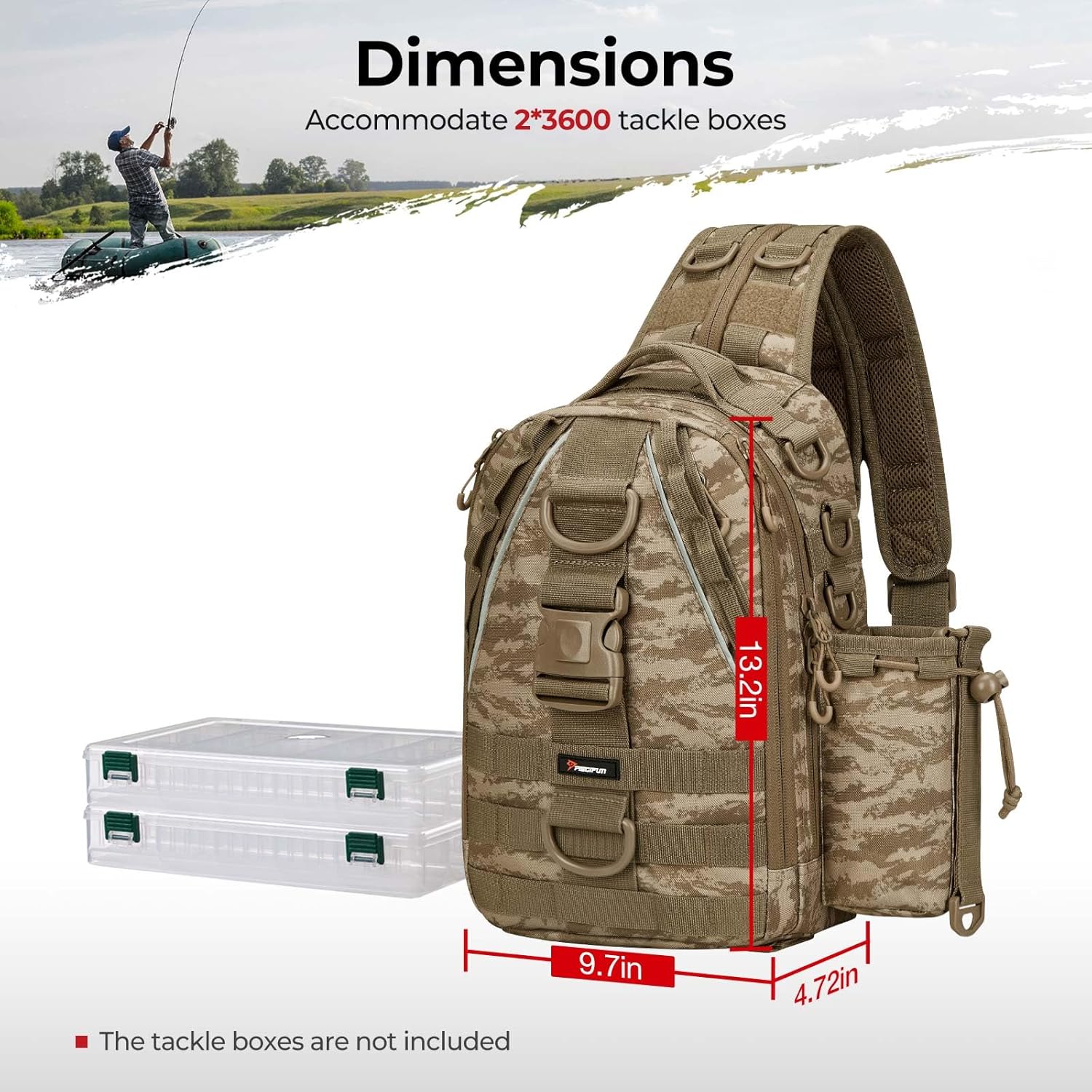 Piscifun Fishing Backpack with Rod Holder, Lightweight Sling Bag Storge Gear and Equipment