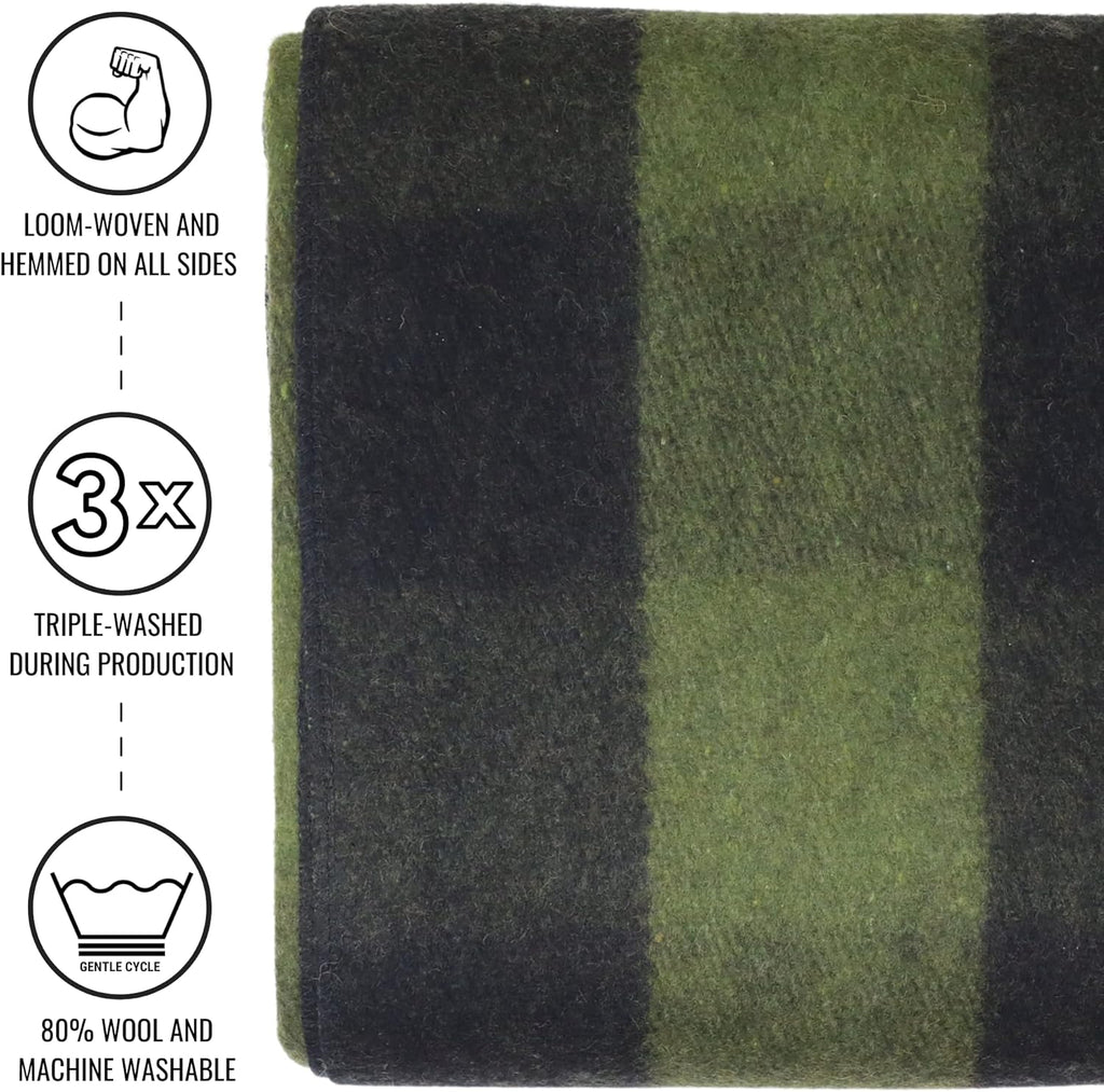 Arcturus Green Buffalo Wool Blanket and Carry Straps Bundle