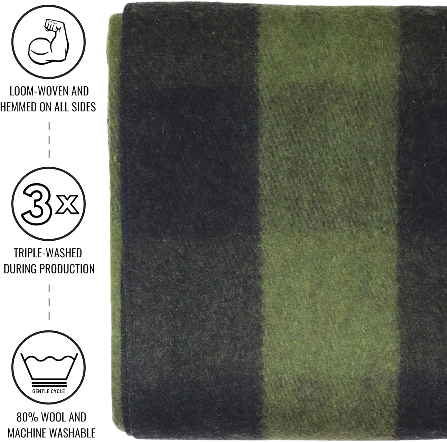 Arcturus Green Buffalo Wool Blanket and Carry Straps Bundle