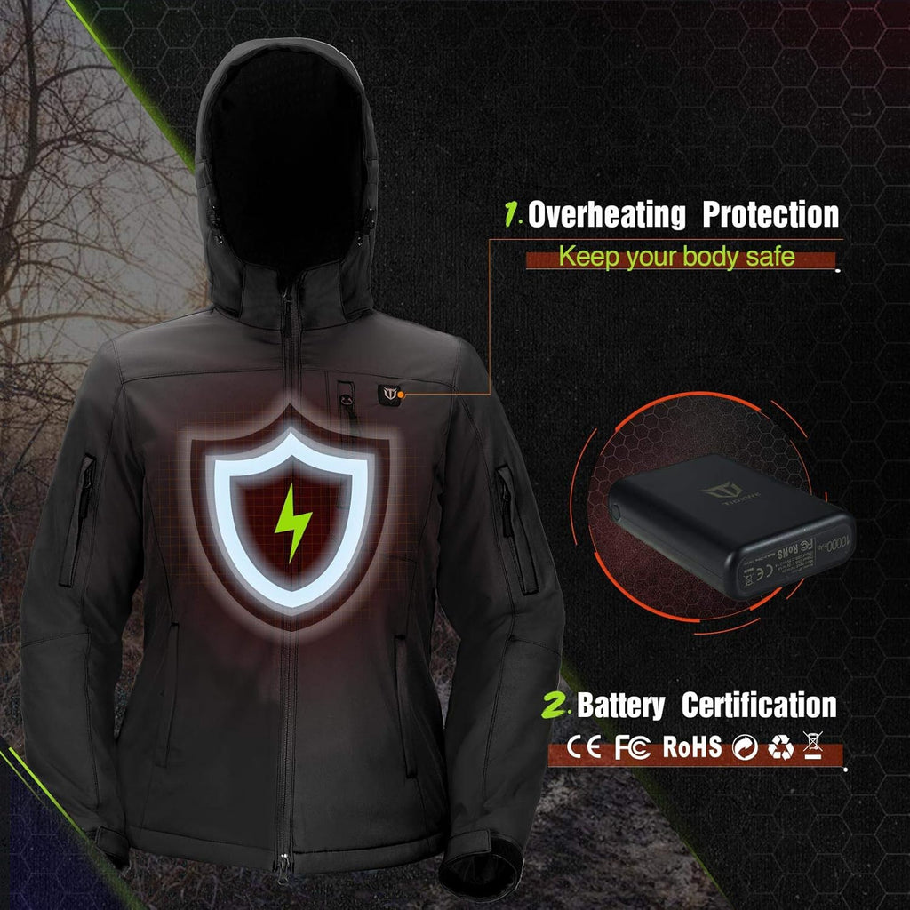 TIDEWE Heated Jacket for Men with Battery Pack (Black, Camo, Size S-XXXL)