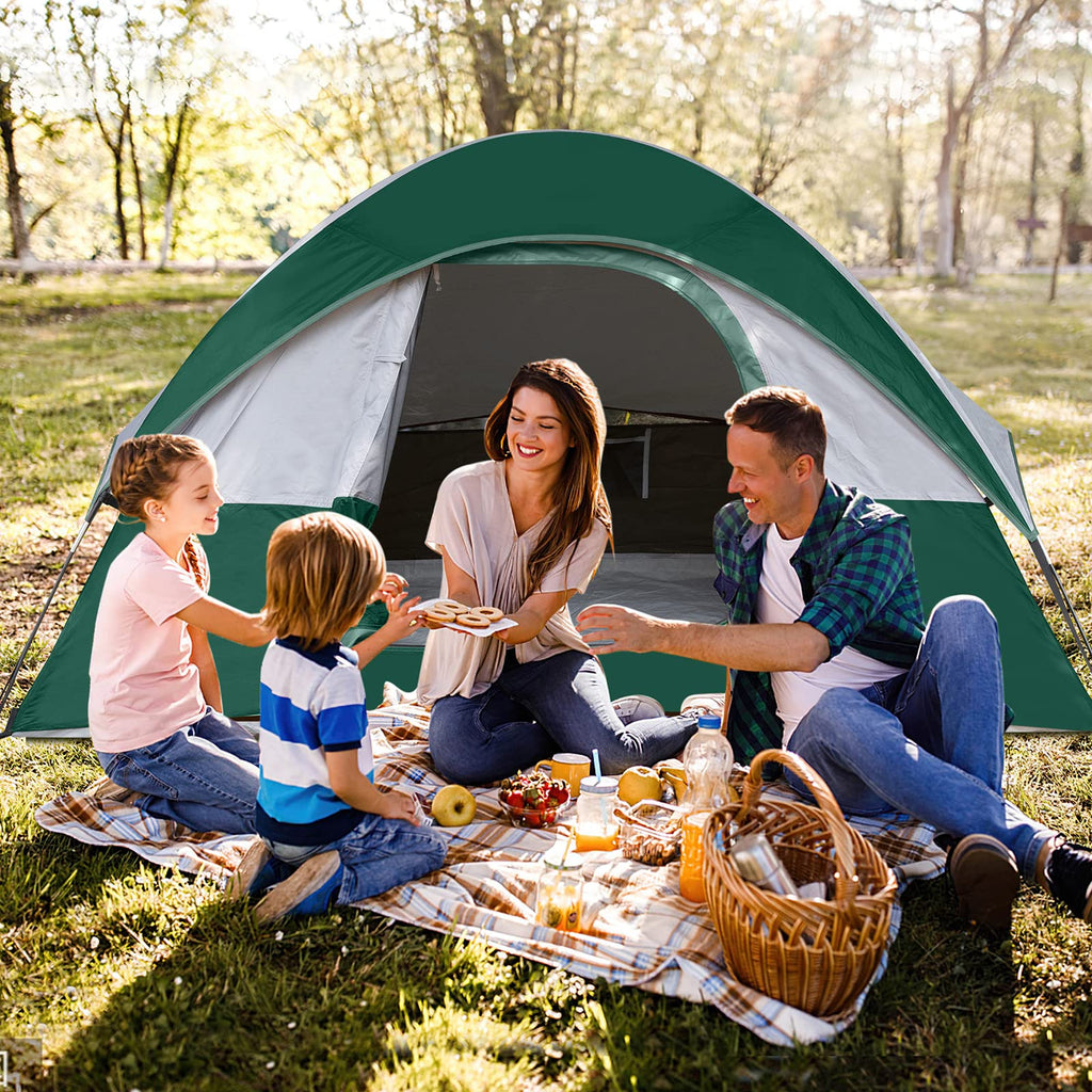 Camping Tent 4 Person, Waterproof Windproof Tent with Rainfly Easy Set up-Portable Dome Tents for Camping