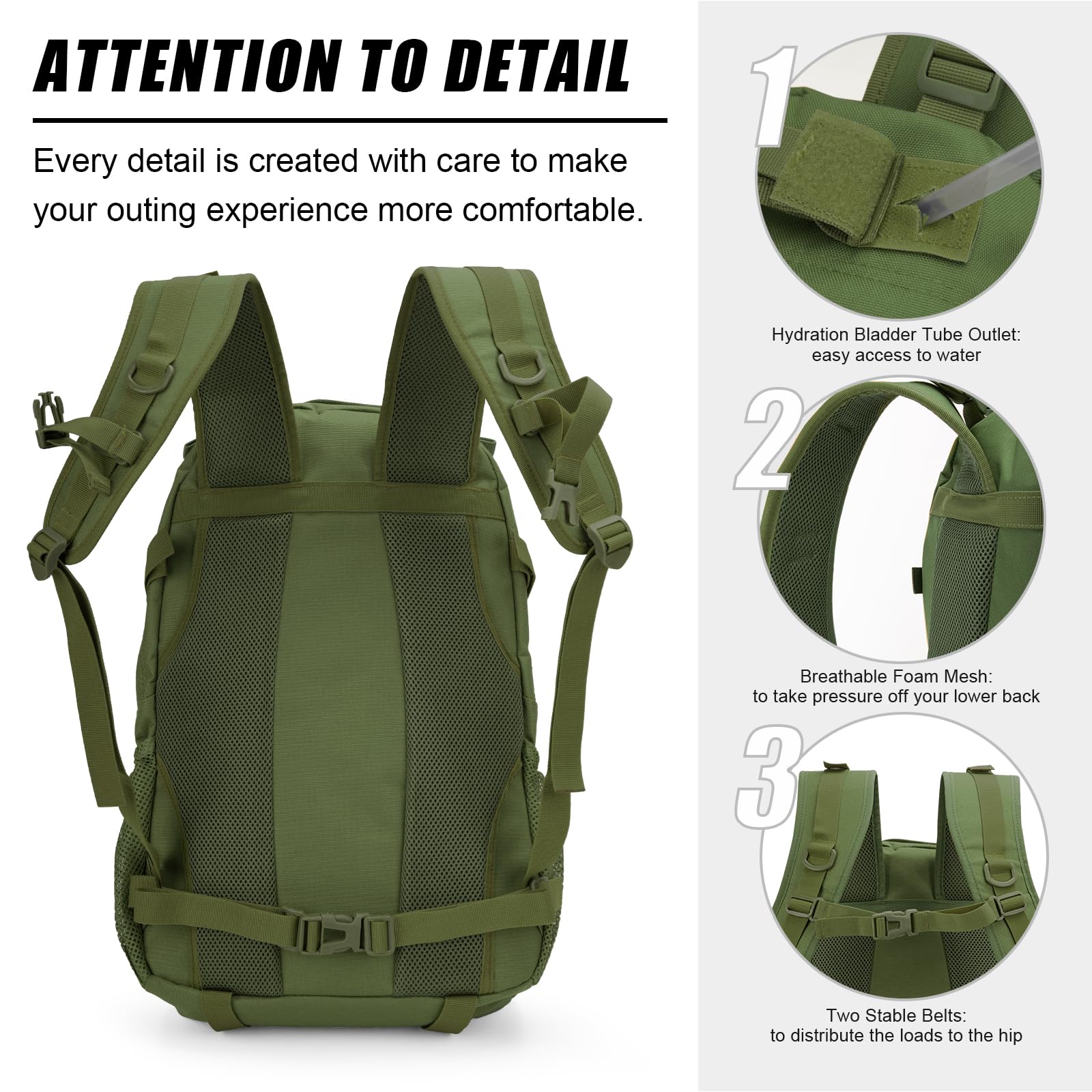 Jueachy Tactical Backpack for Men Hiking Day Pack Molle Military Rucksack Waterproof 30L EDC Bag with USA Flag Patch
