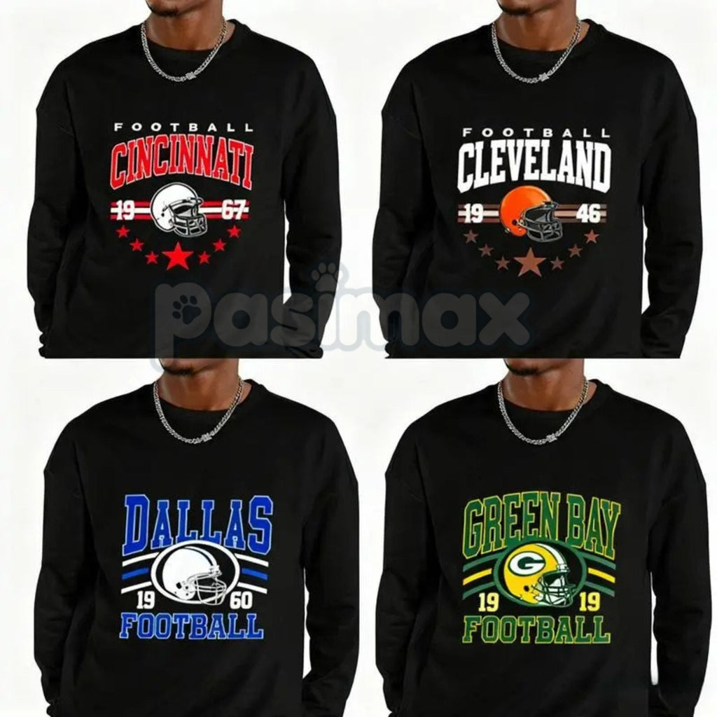 90s All Team Football Sweatshirt – Vintage 1960s Retro Fan Crewneck