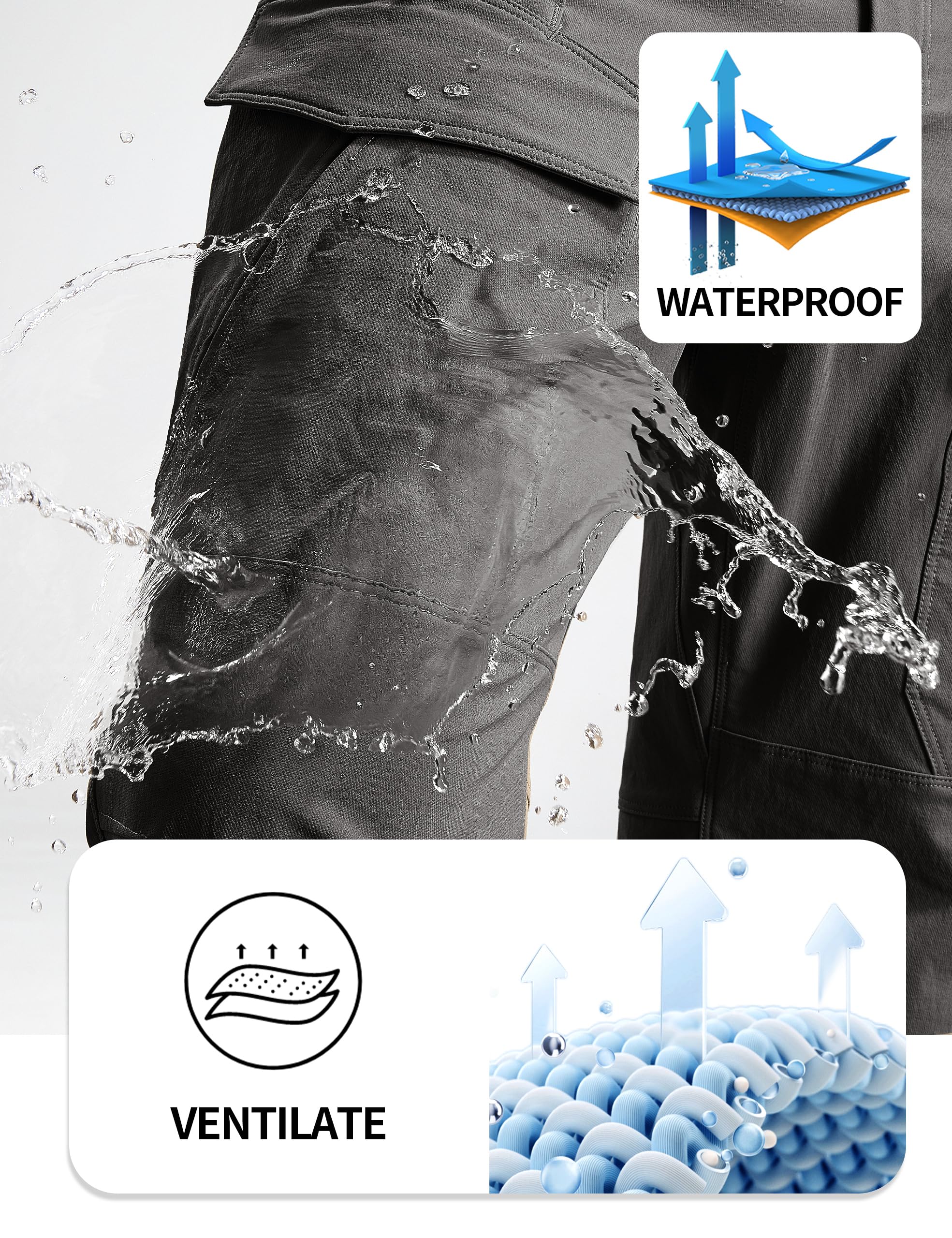 FREE SOLDIER Men's Tactical Water Repellent Ripstop Cargo Work Pants Men Hiking Nylon Spandex Trousers with 8 Pockets