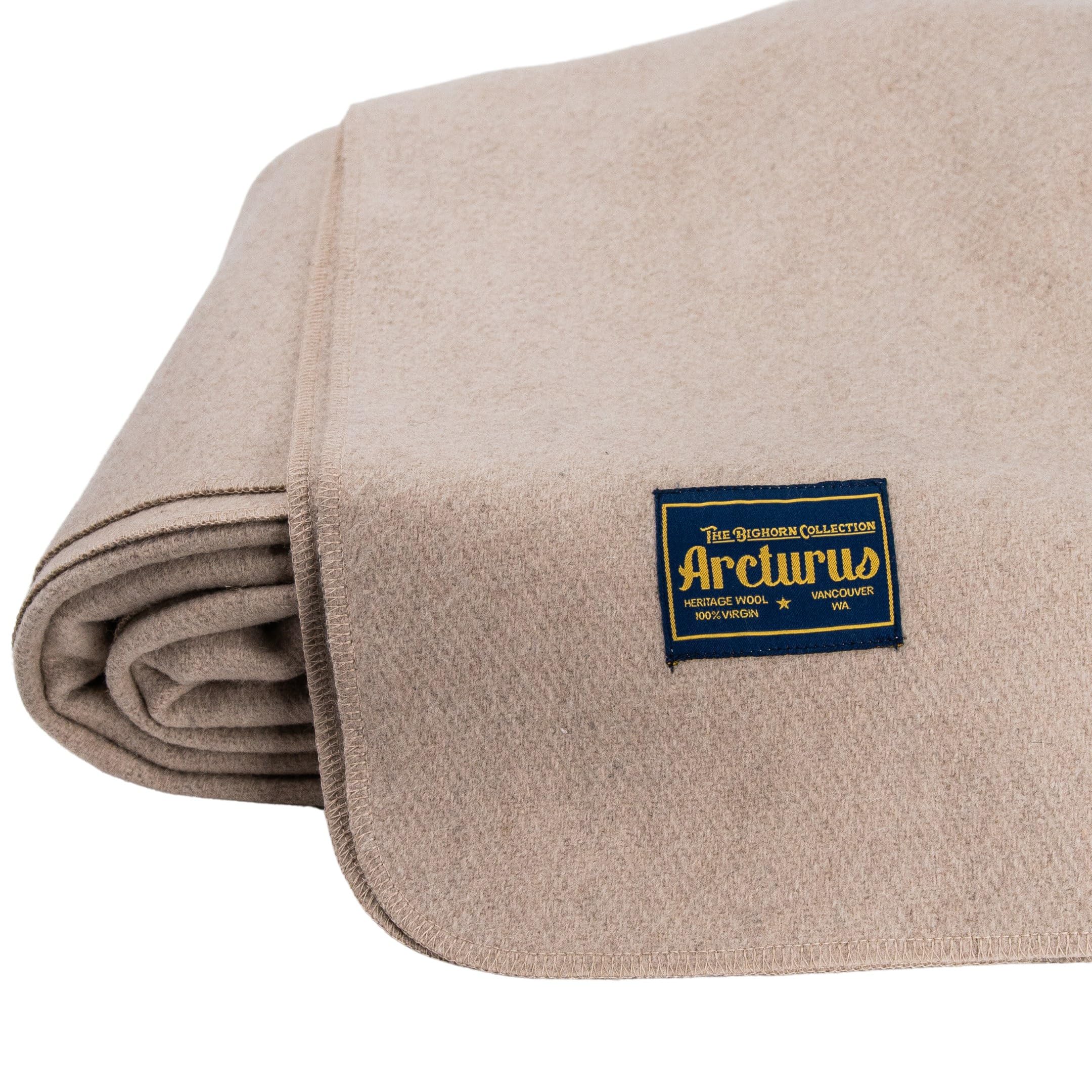 Arcturus Bighorn 100% Virgin Wool Blanket | Heirloom-Quality Wool Bedding for Home & Cabin | Warm, Thick & Durable (Queen Size, Steel Blue)