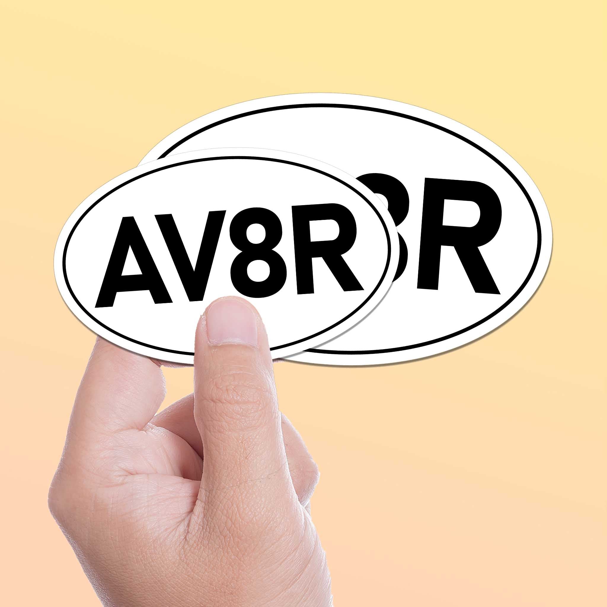 AV8R Airplane Pilot Classic White Oval Sticker