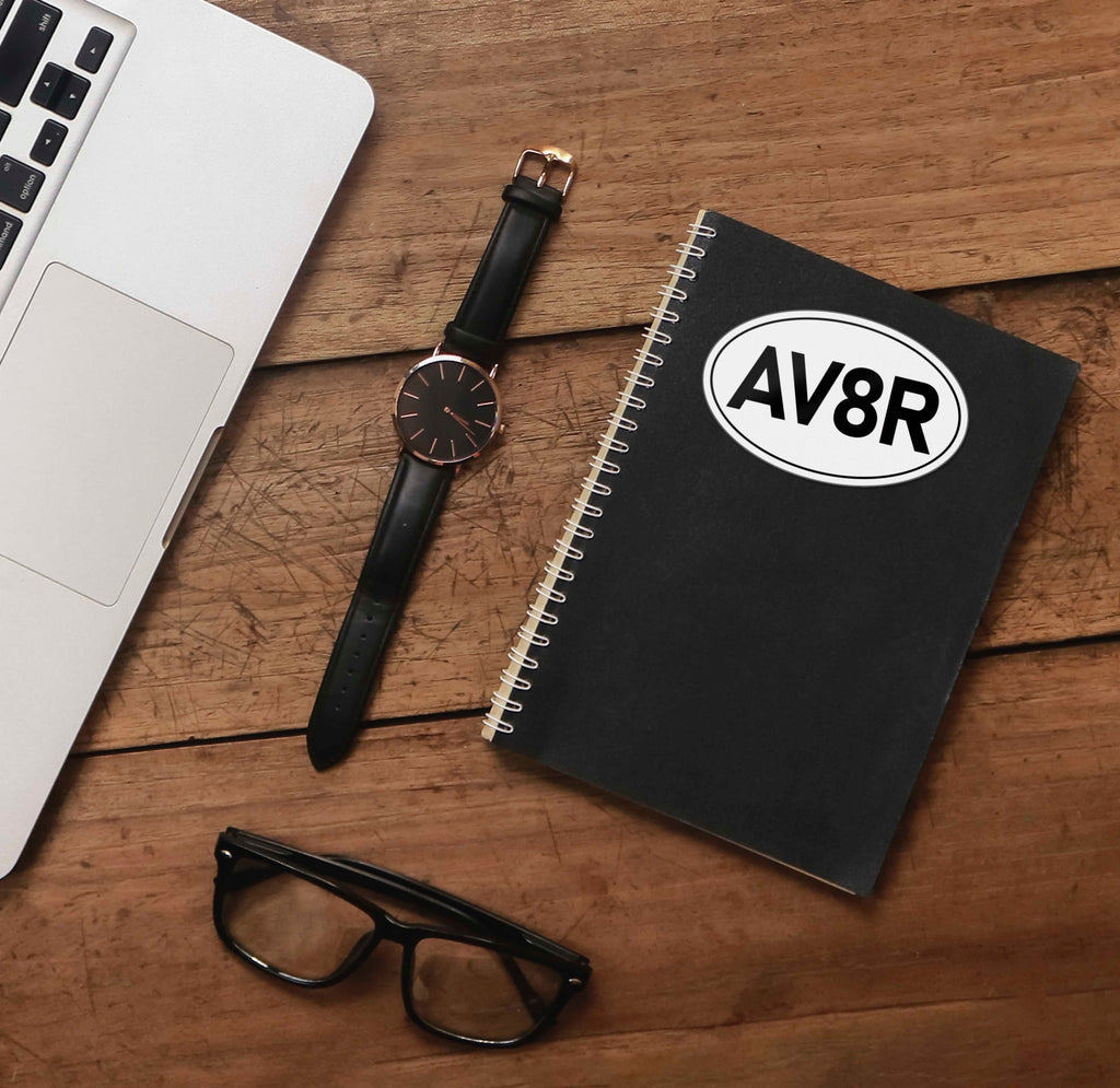 AV8R Airplane Pilot Classic White Oval Sticker