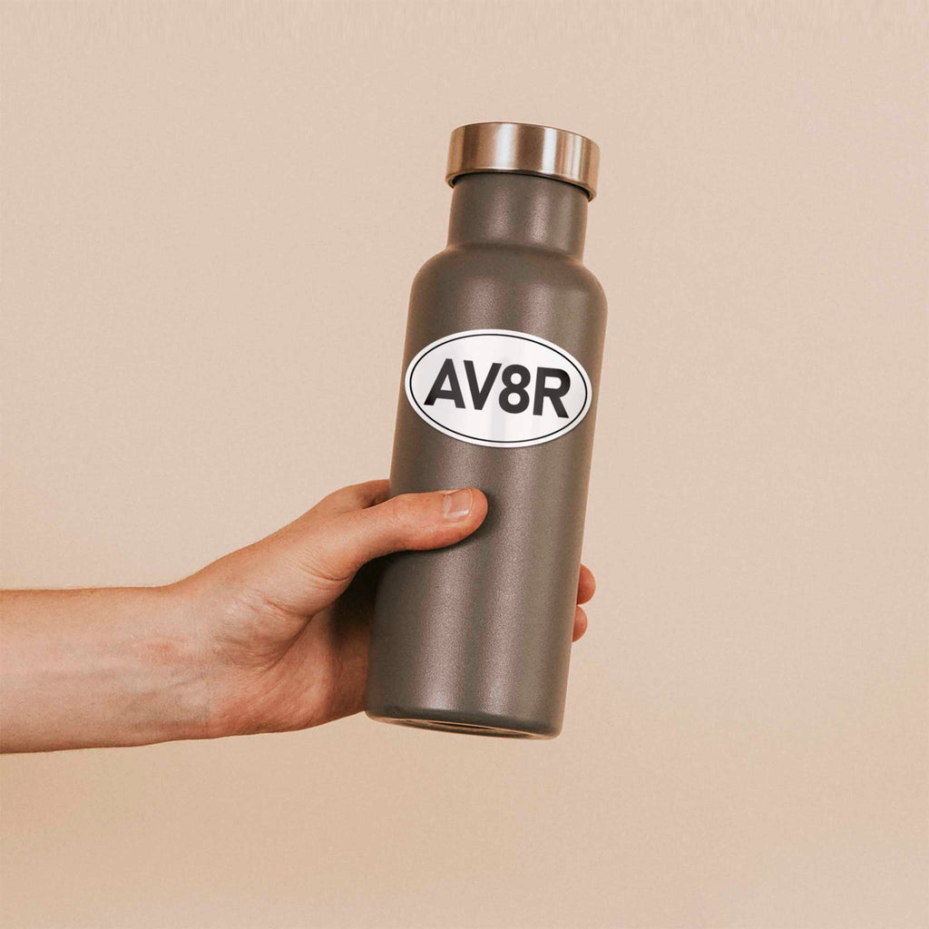 AV8R Airplane Pilot Classic White Oval Sticker
