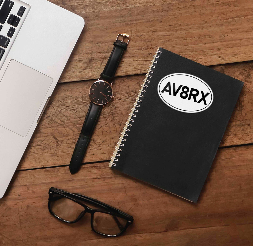 AV8RX Aviatrix Airplane Pilot White Oval Sticker