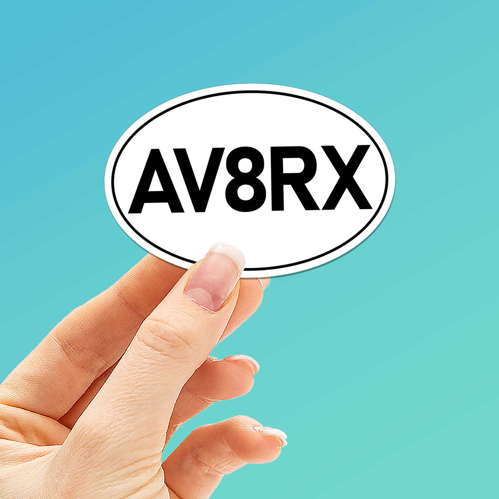 AV8RX Aviatrix Airplane Pilot White Oval Sticker