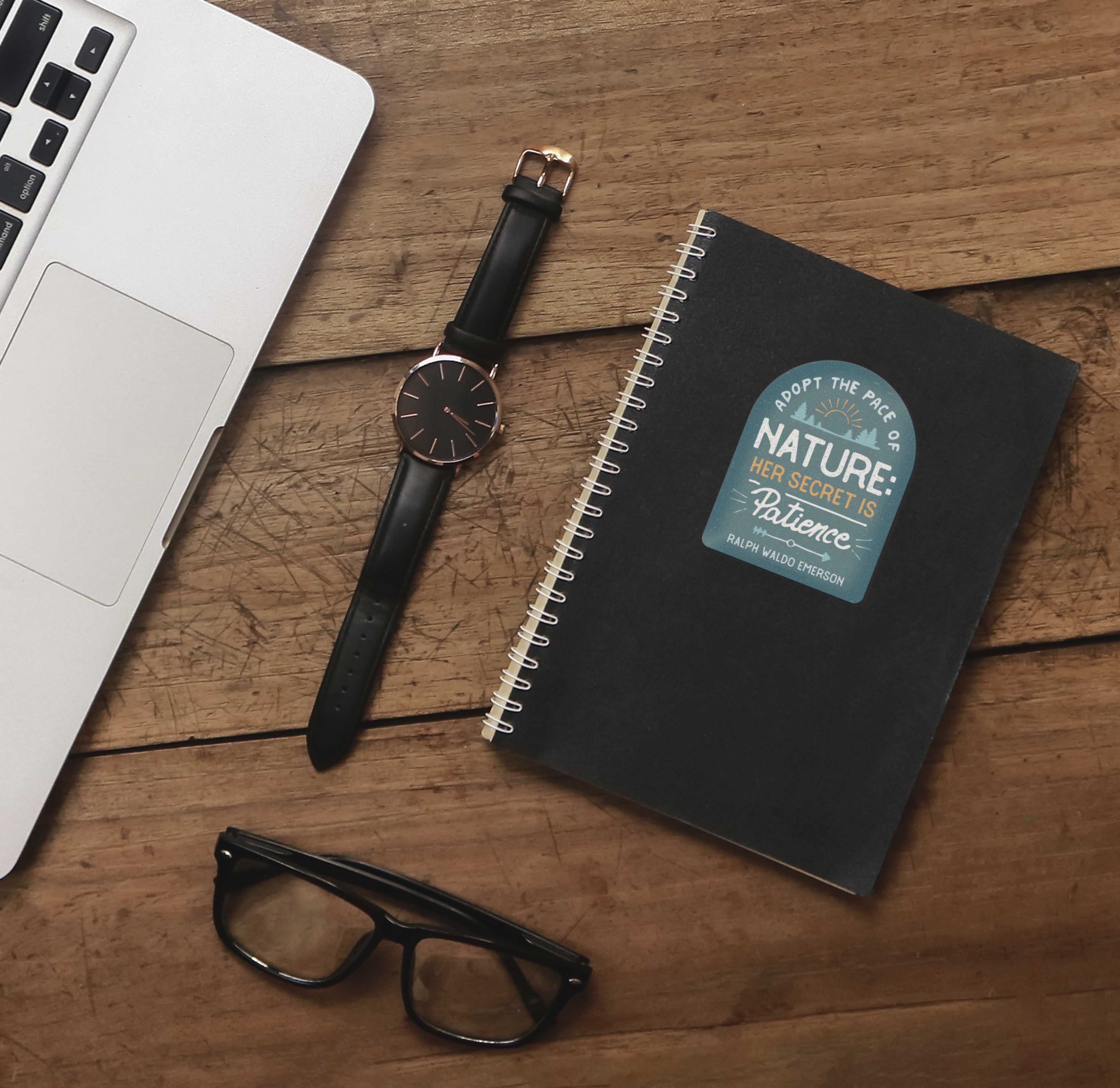 Adopt the Pace of Nature Emerson Poetry Quote Sticker