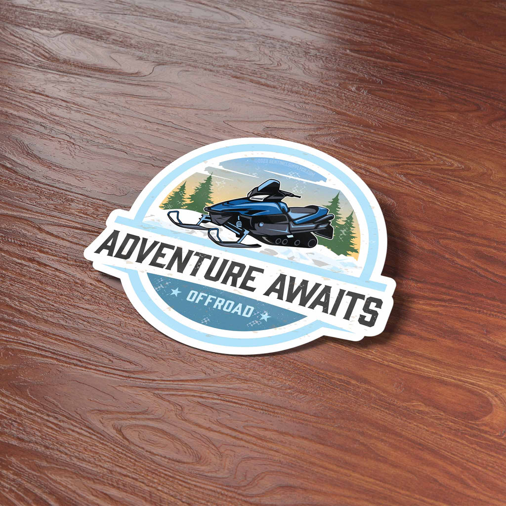 Adventure Awaits Snowmobile Sticker