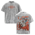 Akaza Upper Moon 3 T-Shirt – Demon Slayer Infinity Castle Arc Graphic Tee, Vintage Washed Oversized Anime Shirt