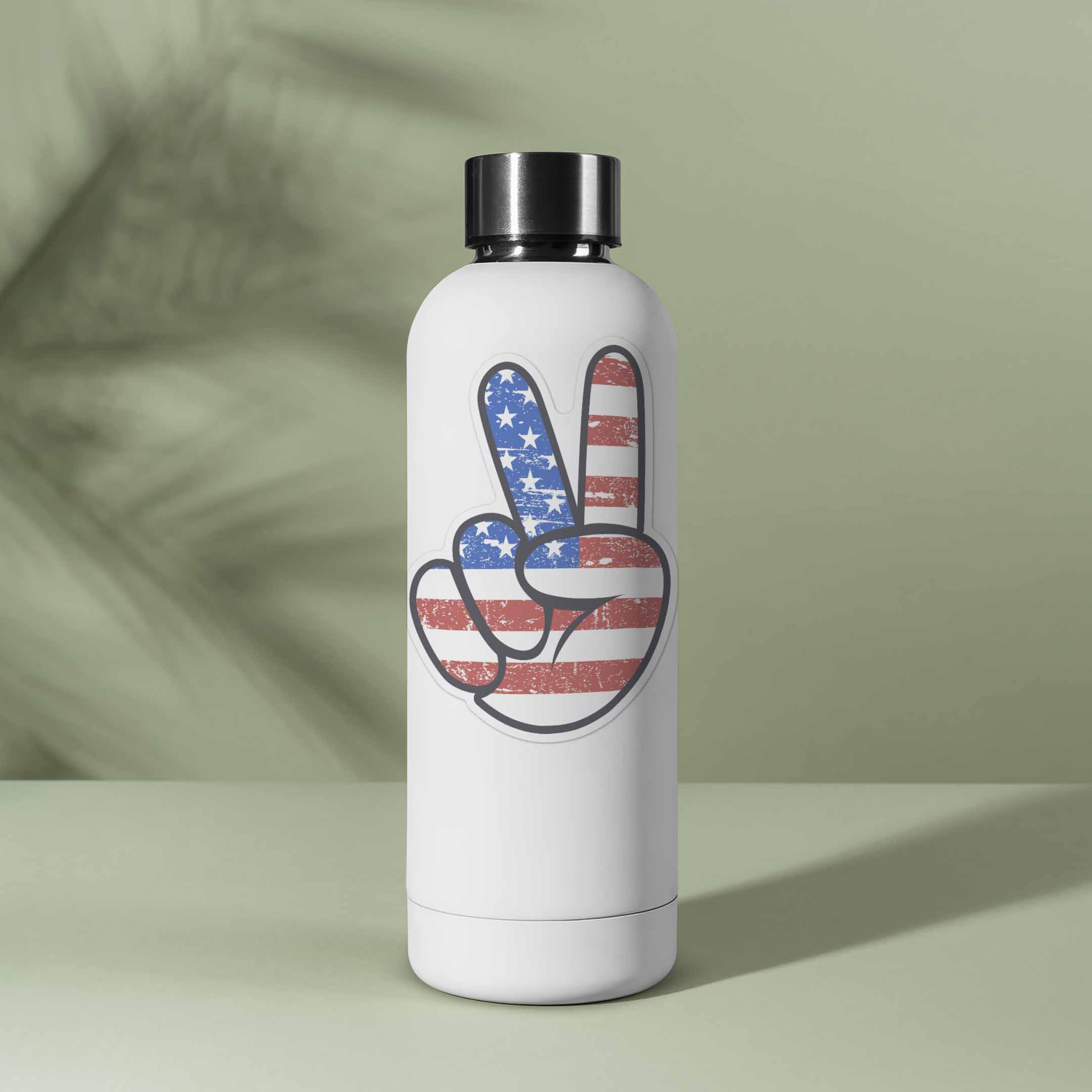 American Flag Peace Sign Sticker - Cool Patriotic USA Decal