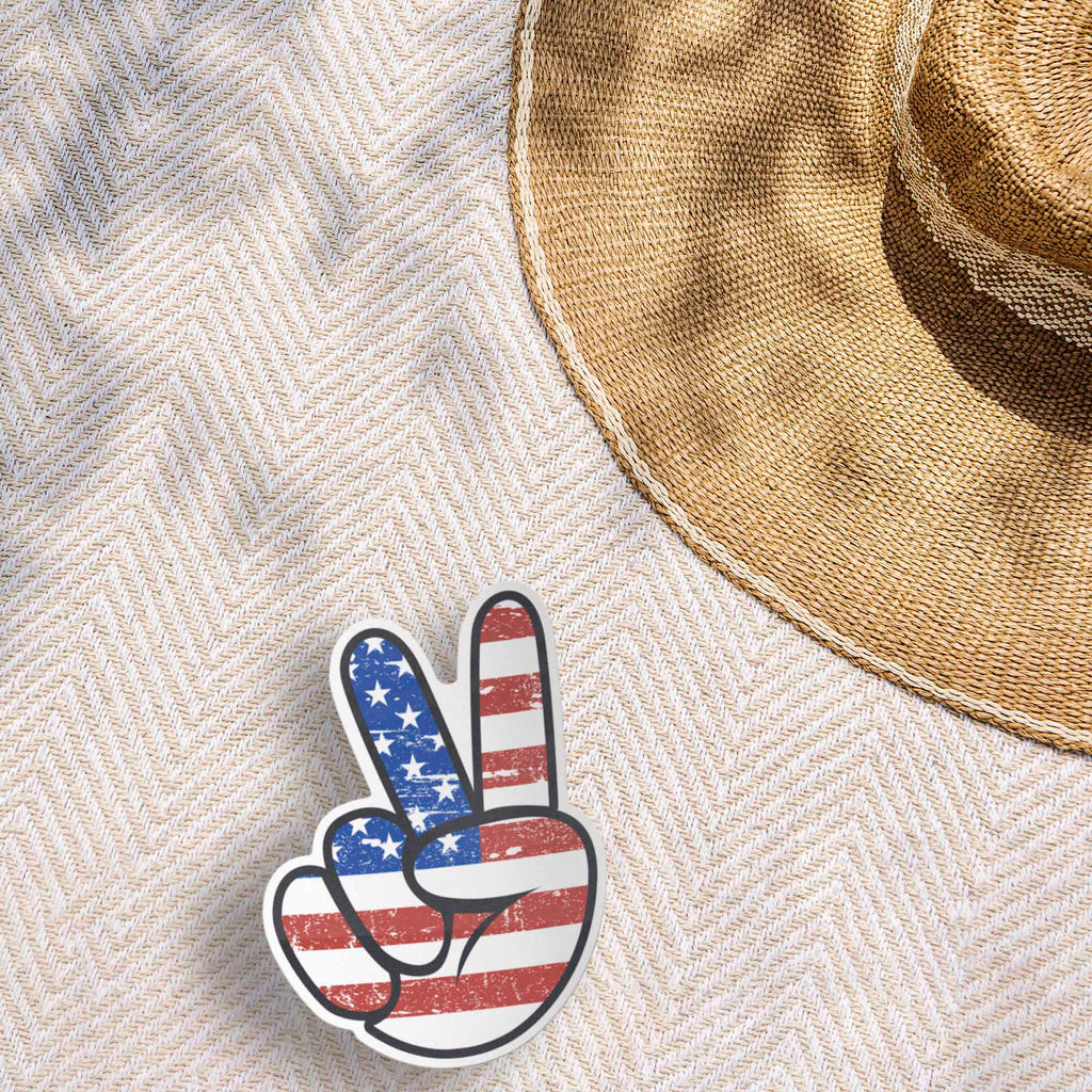 American Flag Peace Sign Sticker - Cool Patriotic USA Decal