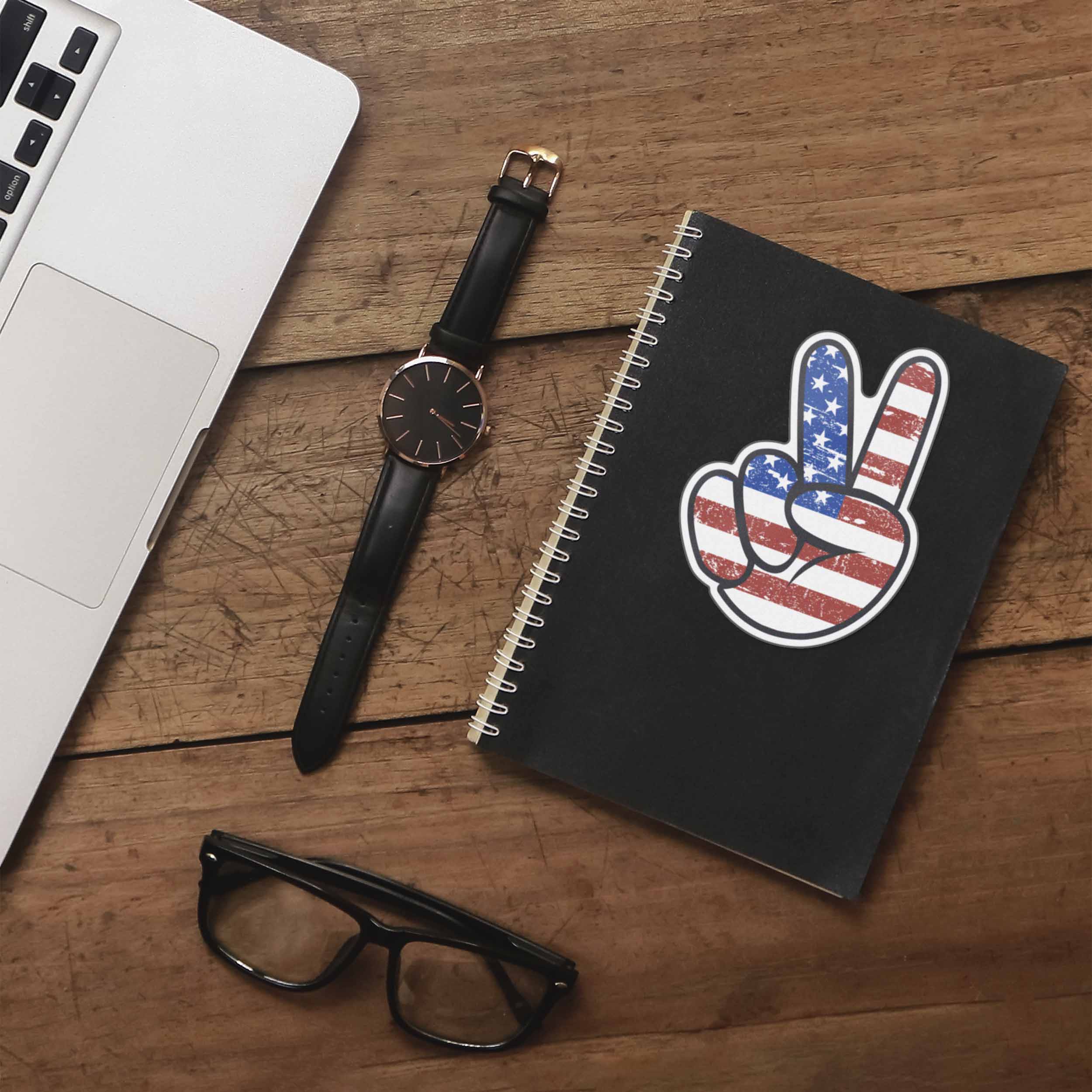 American Flag Peace Sign Sticker - Cool Patriotic USA Decal