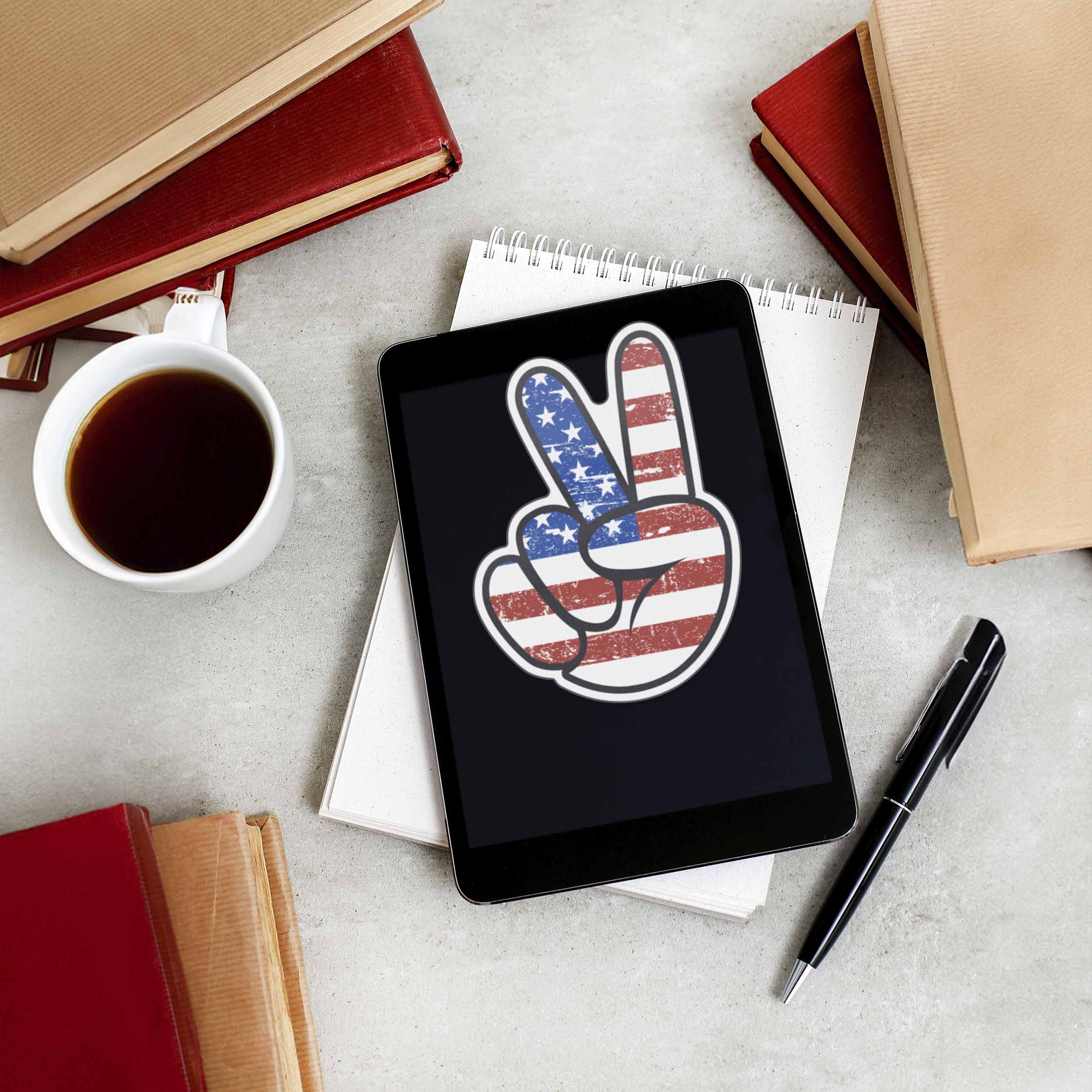 American Flag Peace Sign Sticker - Cool Patriotic USA Decal