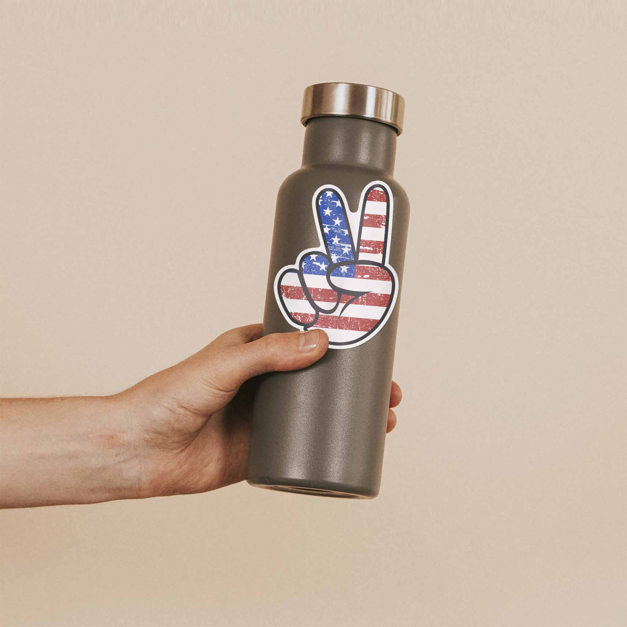 American Flag Peace Sign Sticker - Cool Patriotic USA Decal