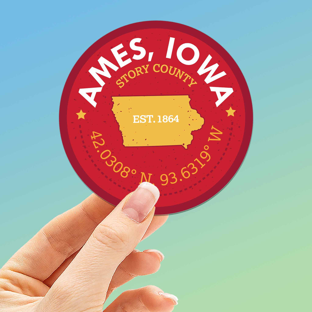 Ames Iowa Coordinates Sticker - Cute Midwest Decals