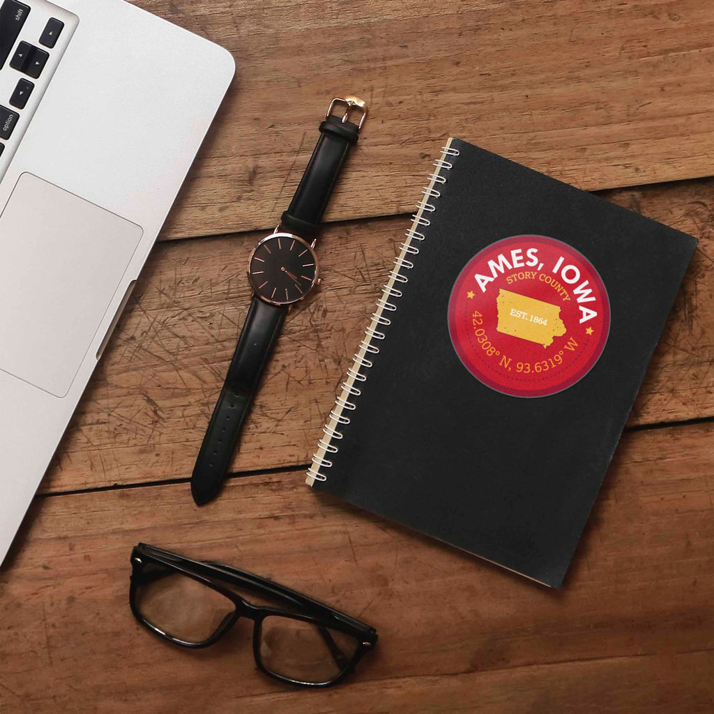 Ames Iowa Coordinates Sticker - Cute Midwest Decals