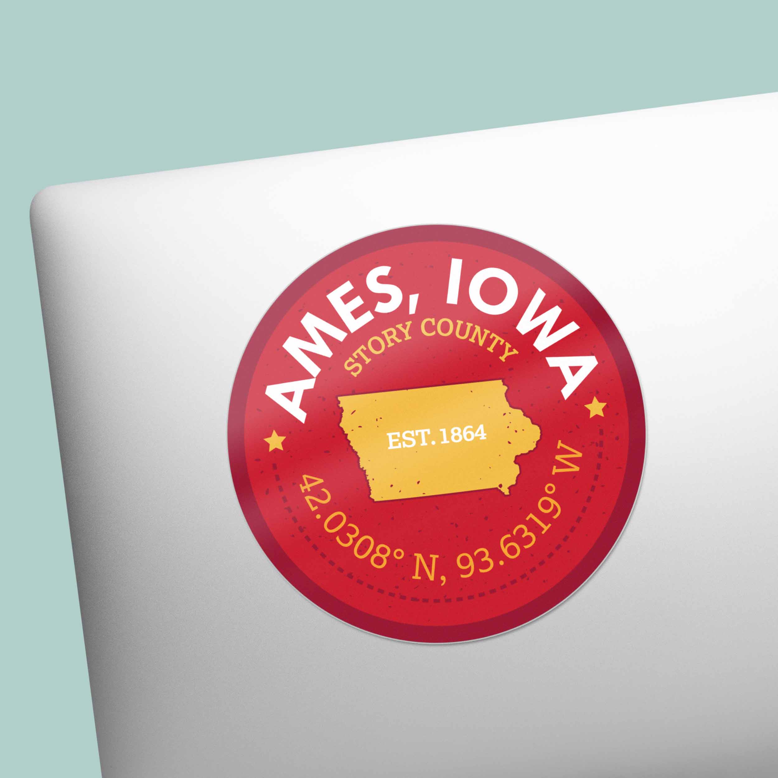 Ames Iowa Coordinates Sticker - Cute Midwest Decals