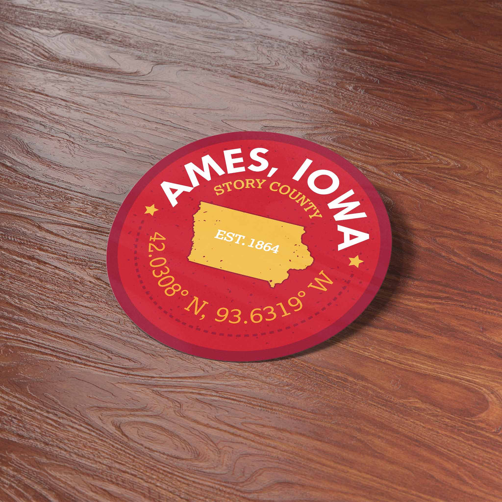 Ames Iowa Coordinates Sticker - Cute Midwest Decals
