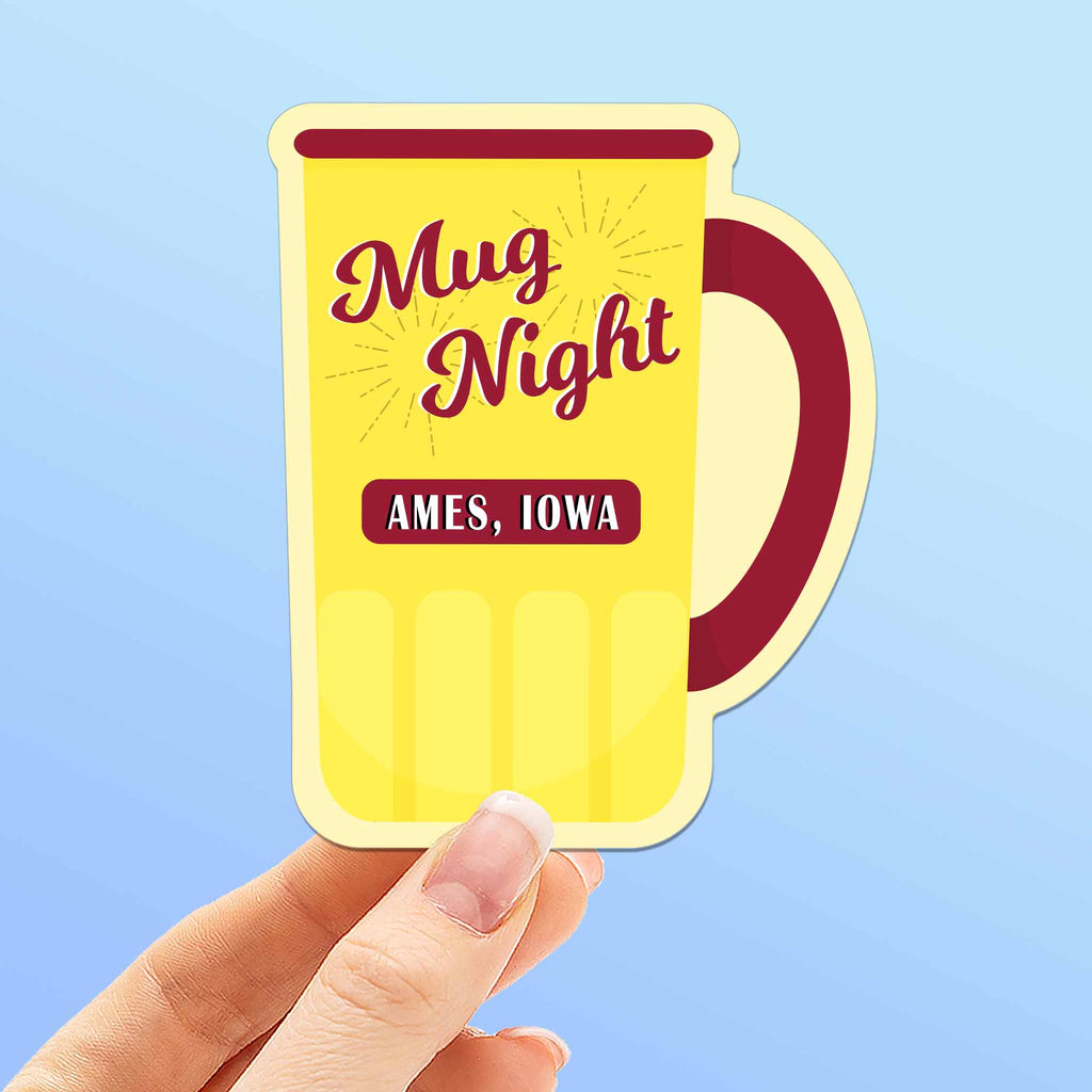 Ames Iowa Mug Night Sticker - Cute Midwest Decals
