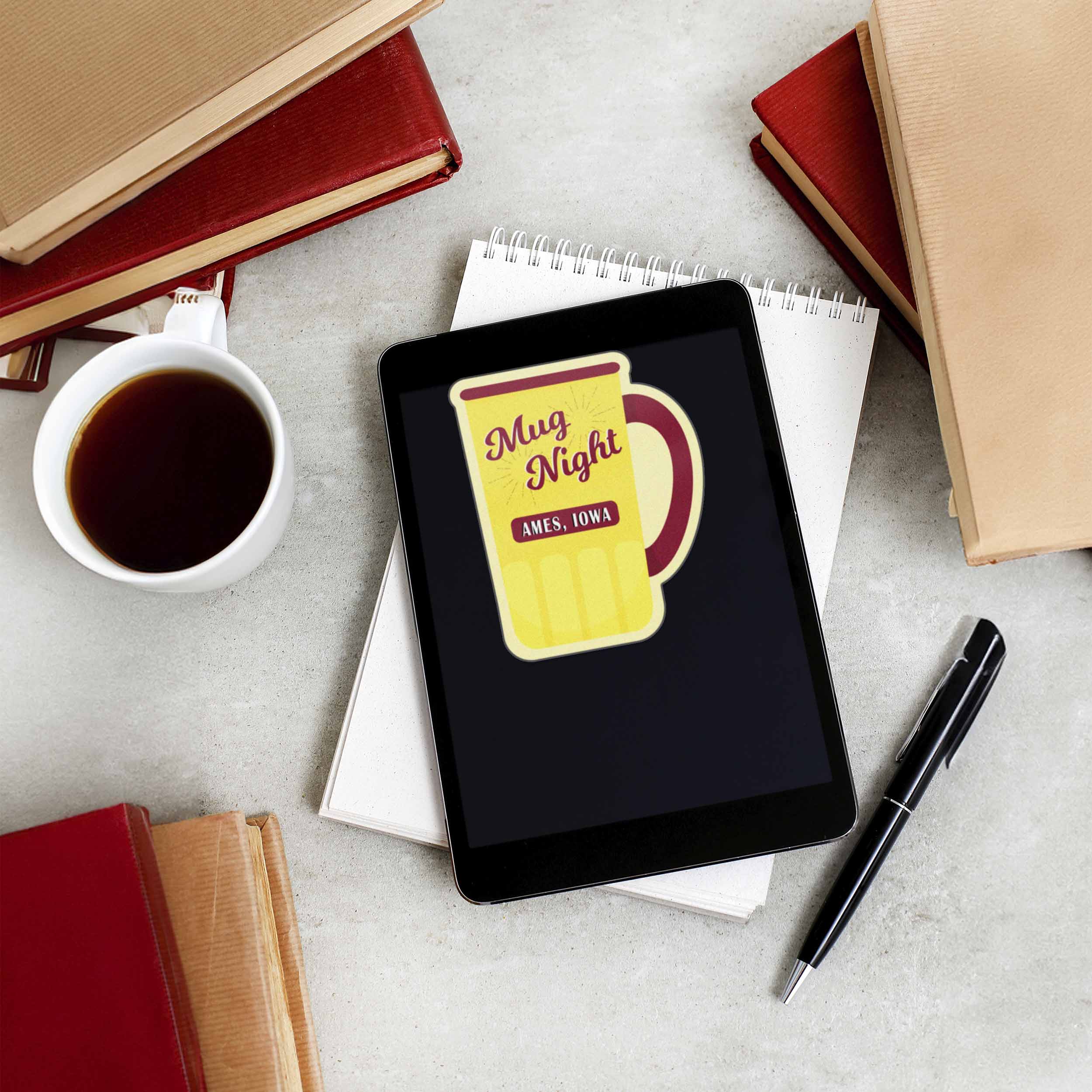 Ames Iowa Mug Night Sticker - Cute Midwest Decals