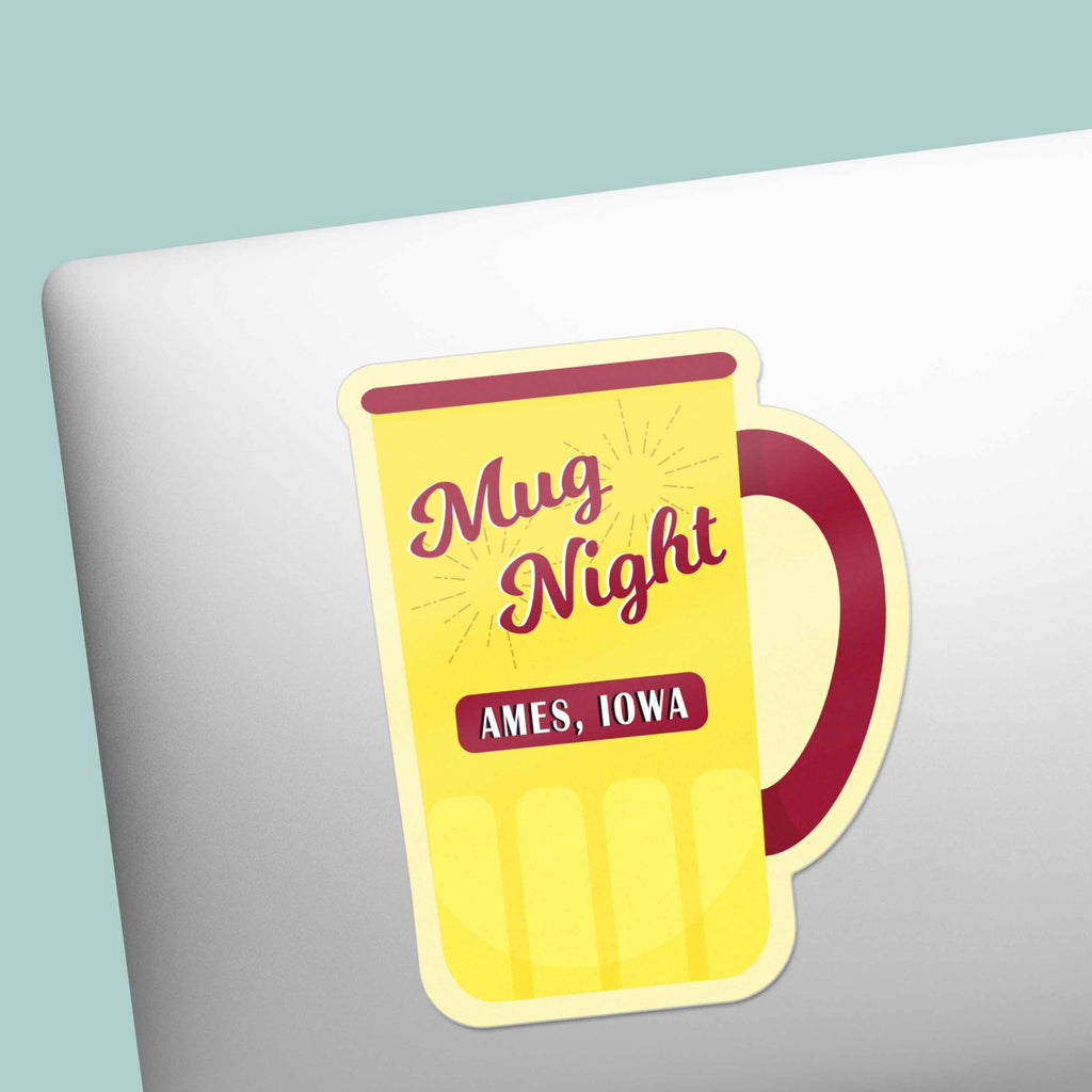 Ames Iowa Mug Night Sticker - Cute Midwest Decals
