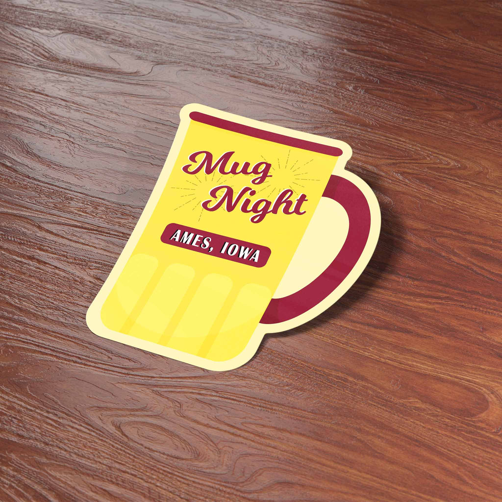 Ames Iowa Mug Night Sticker - Cute Midwest Decals