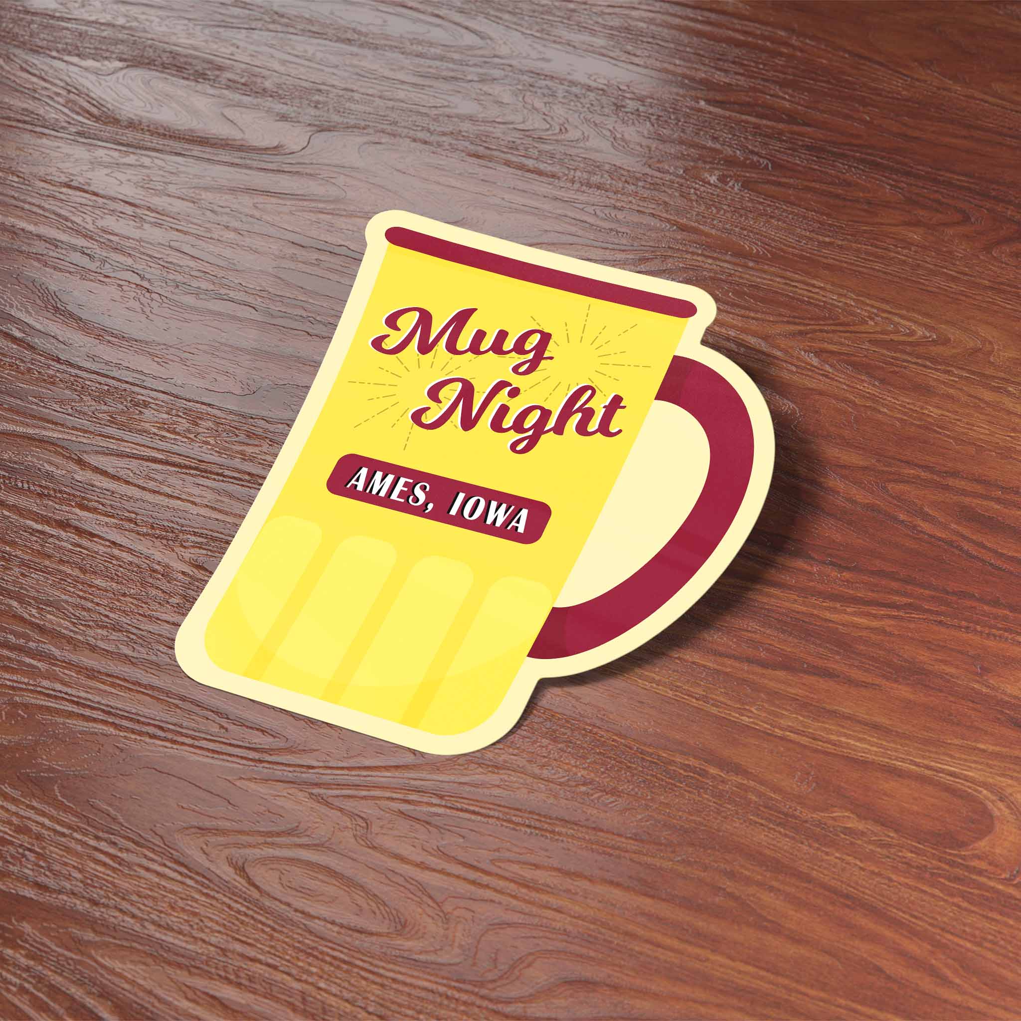 Ames Iowa Mug Night Sticker - Cute Midwest Decals