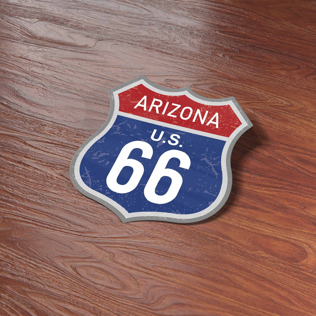 Arizona Blue Route 66 Sticker - Cool AZ Vintage Highway Sign Decal