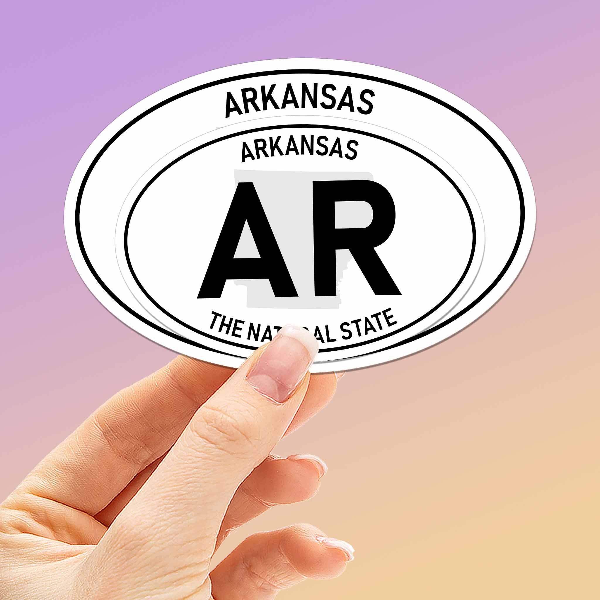 Arkansas White Oval Sticker