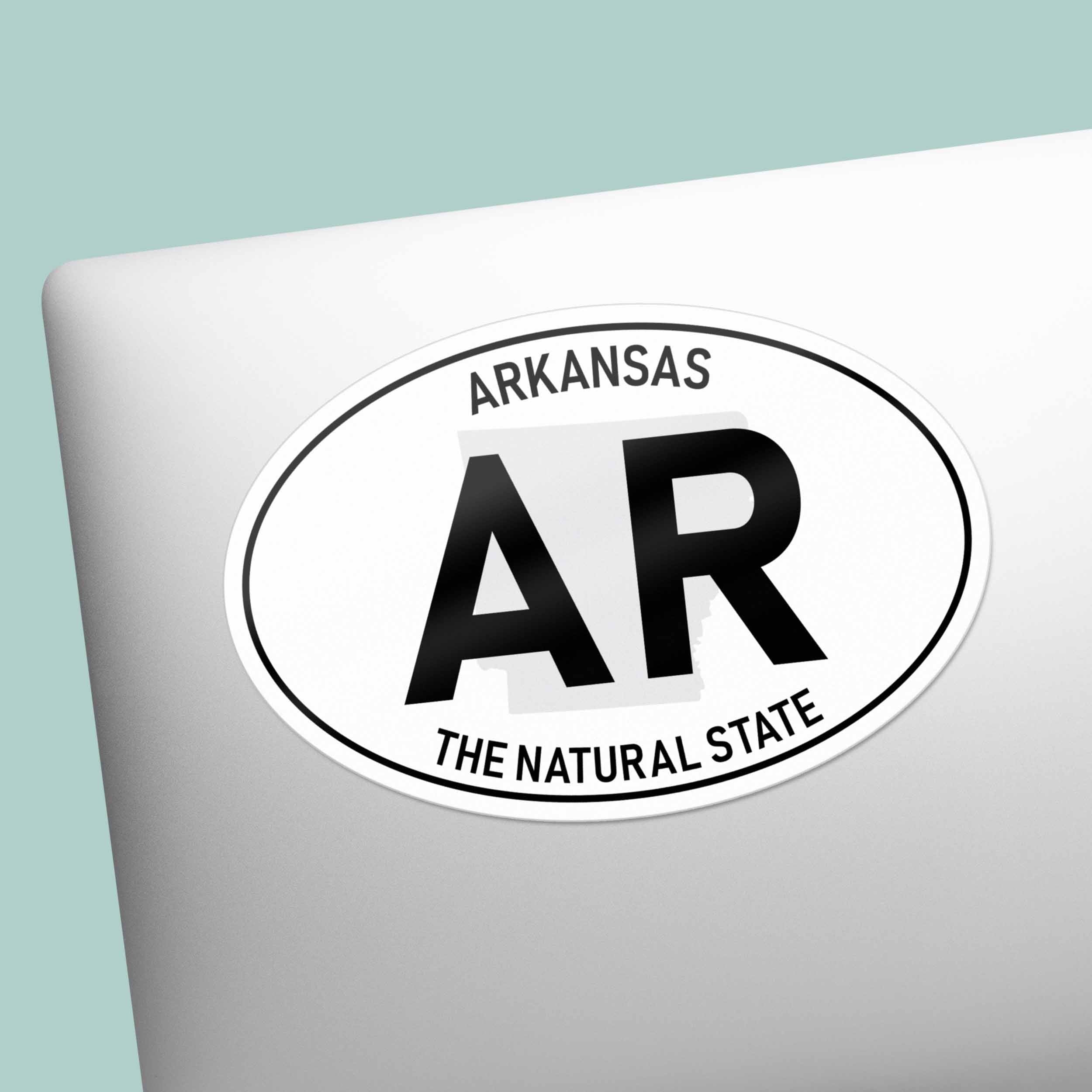 Arkansas White Oval Sticker